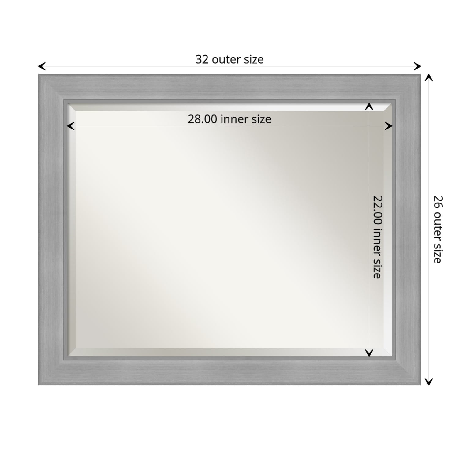Miroir mural biseauté pour salle de bain - Cadre en nickel brossé Vista