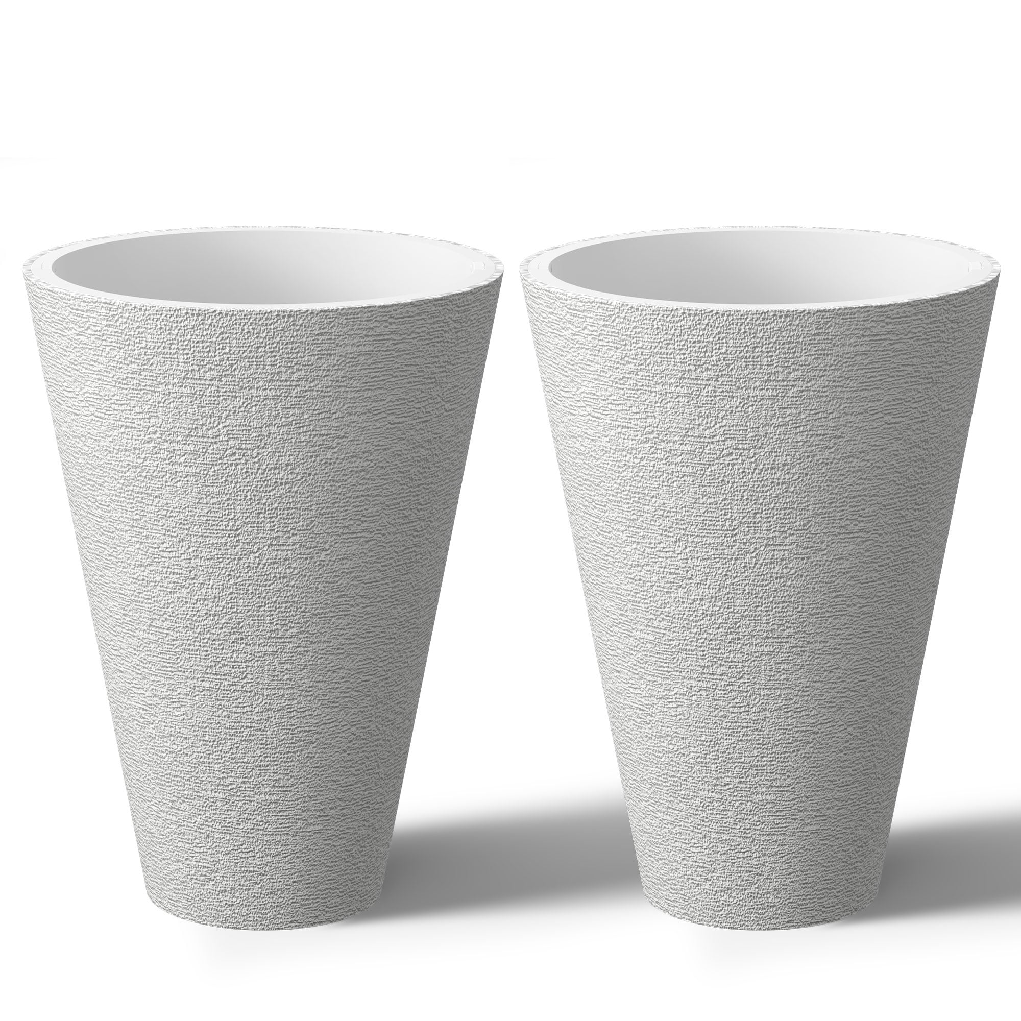 Grands pots de fleurs ronds en plastique noir pour intérieur et extérieur, lot de 2