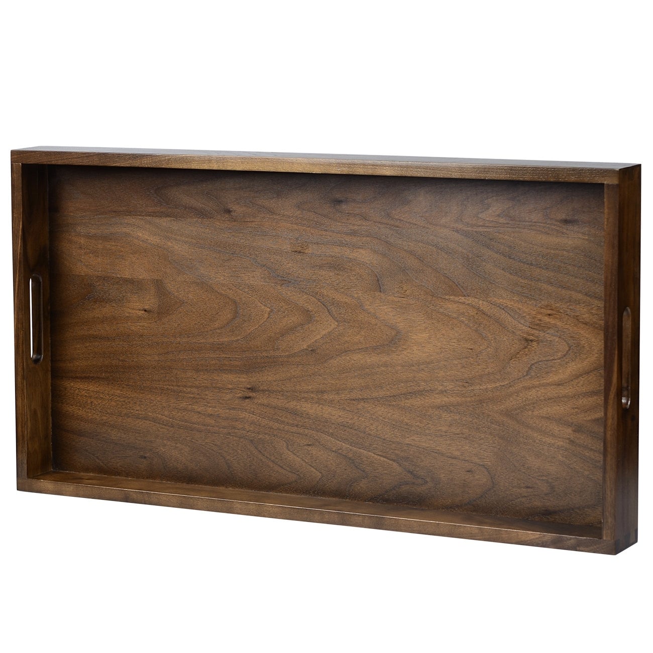 Plateau de service rectangulaire en bois de noyer noir KINWELL Plateau ottoman