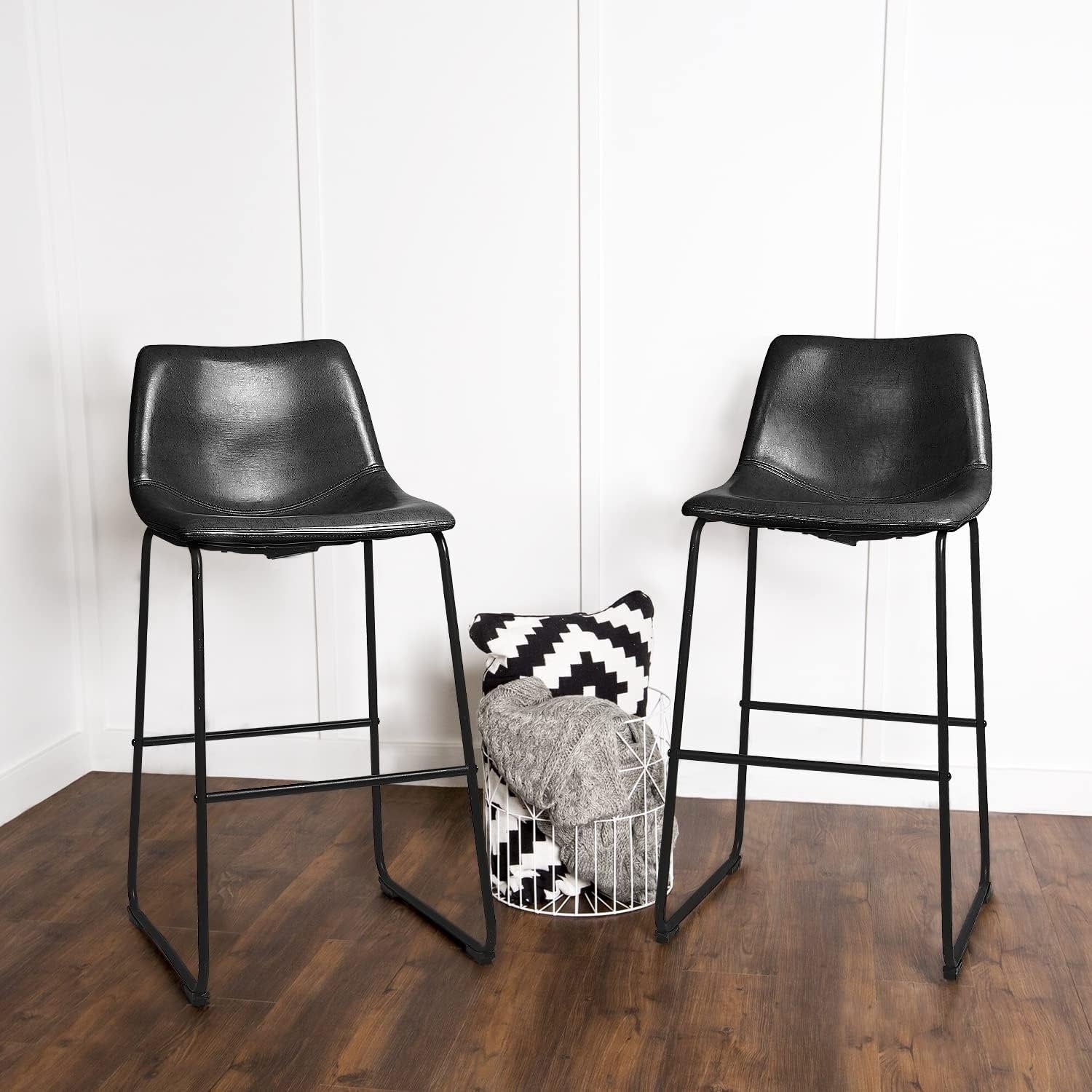 Tabourets de bar Bossin 18/26/30 pouces, tabourets de bar à hauteur de comptoir avec dossier, tabourets modernes en cuir PU, chaise de salle à manger avec repose-pieds