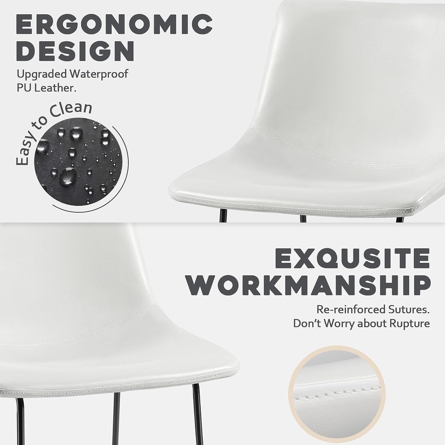 Tabourets de bar Bossin 18/26/30 pouces, tabourets de bar à hauteur de comptoir avec dossier, tabourets modernes en cuir PU, chaise de salle à manger avec repose-pieds