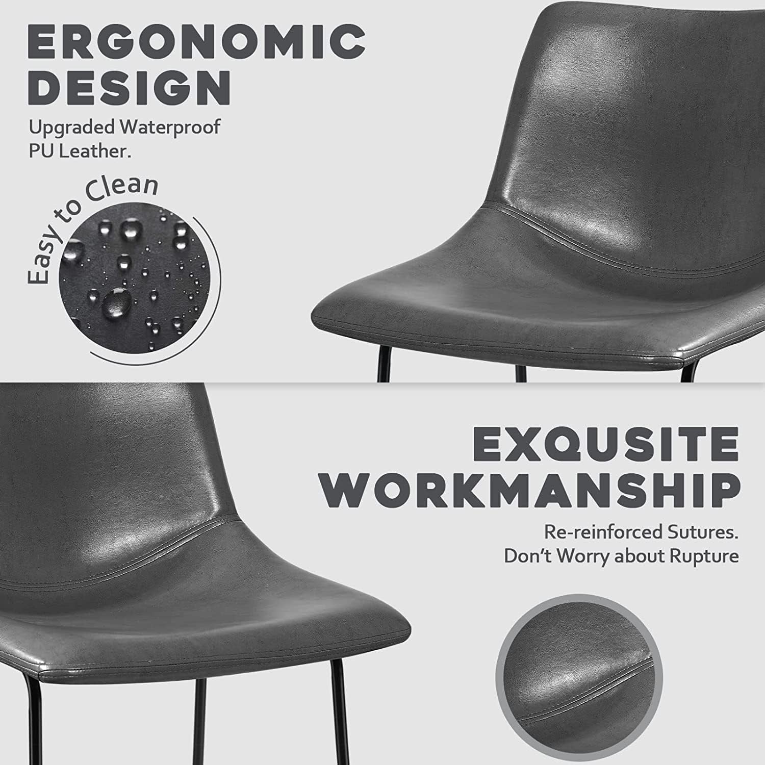 Tabourets de bar Bossin 18/26/30 pouces, tabourets de bar à hauteur de comptoir avec dossier, tabourets modernes en cuir PU, chaise de salle à manger avec repose-pieds