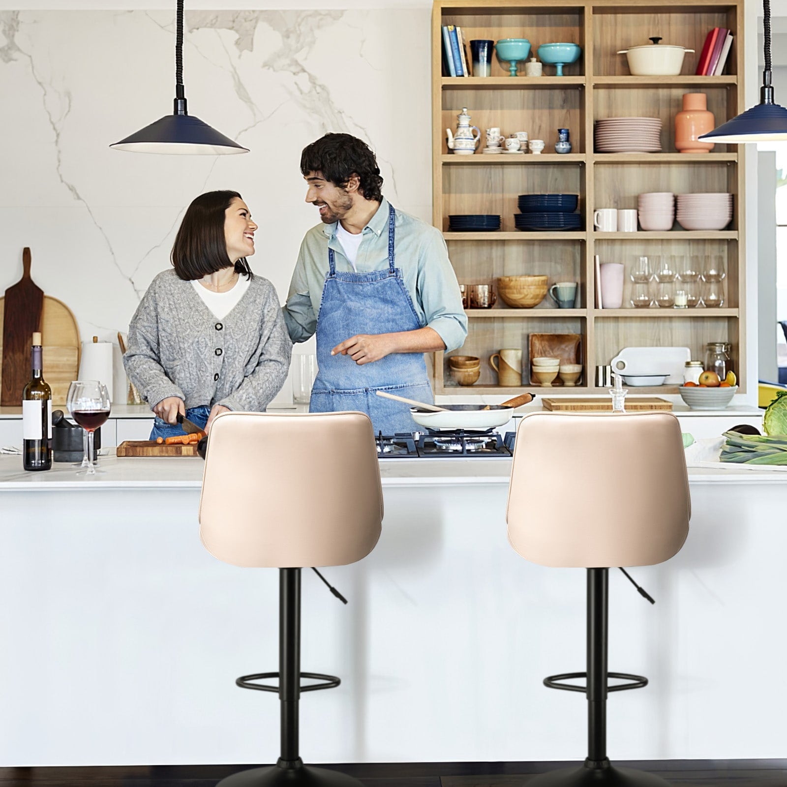 Tabourets de bar pivotants réglables Bossin avec dossier – Hauteur comptoir