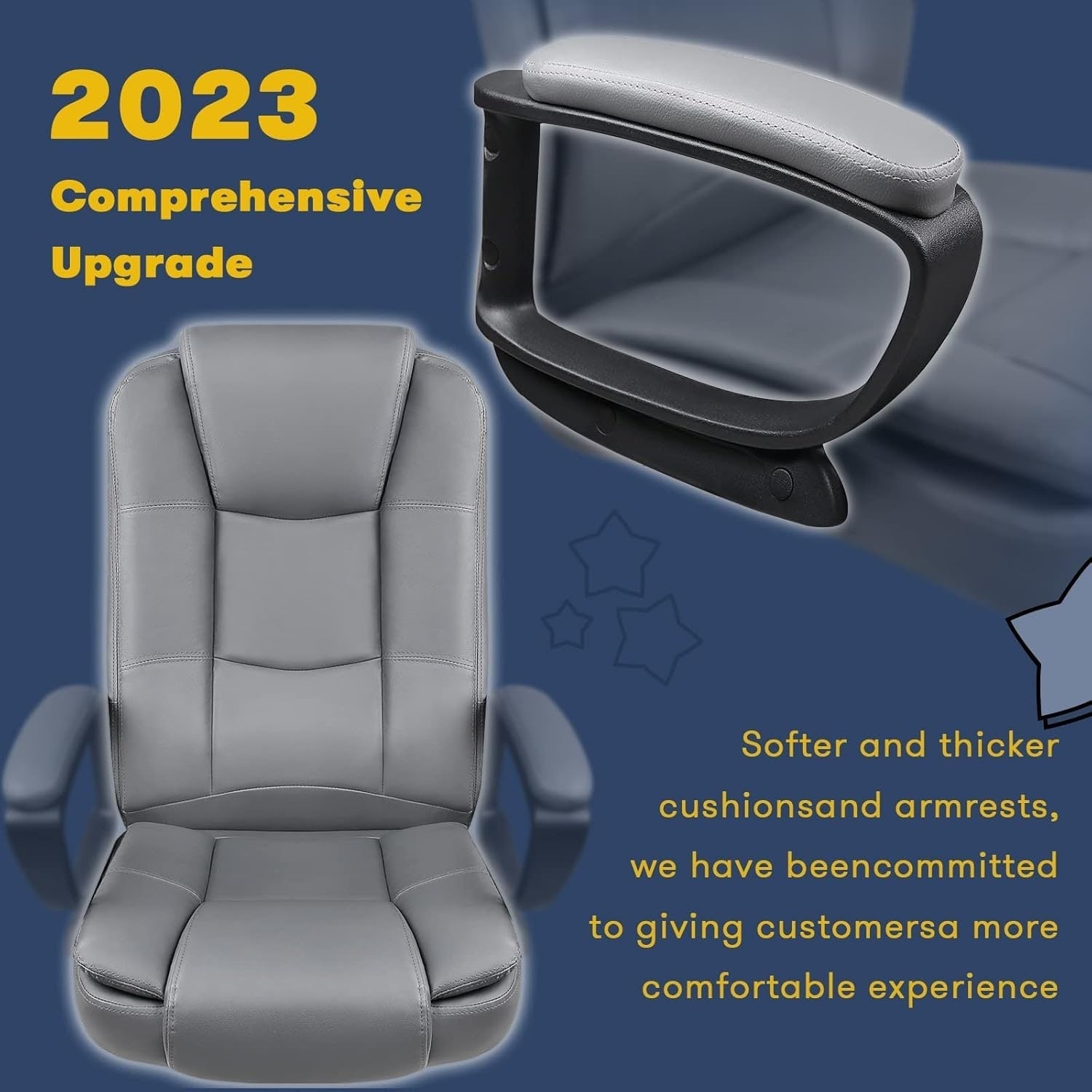 Chaise de bureau Bossin Big and Tall, chaise de direction à dossier haut, chaise de direction ergonomique réglable en cuir, 400 lb