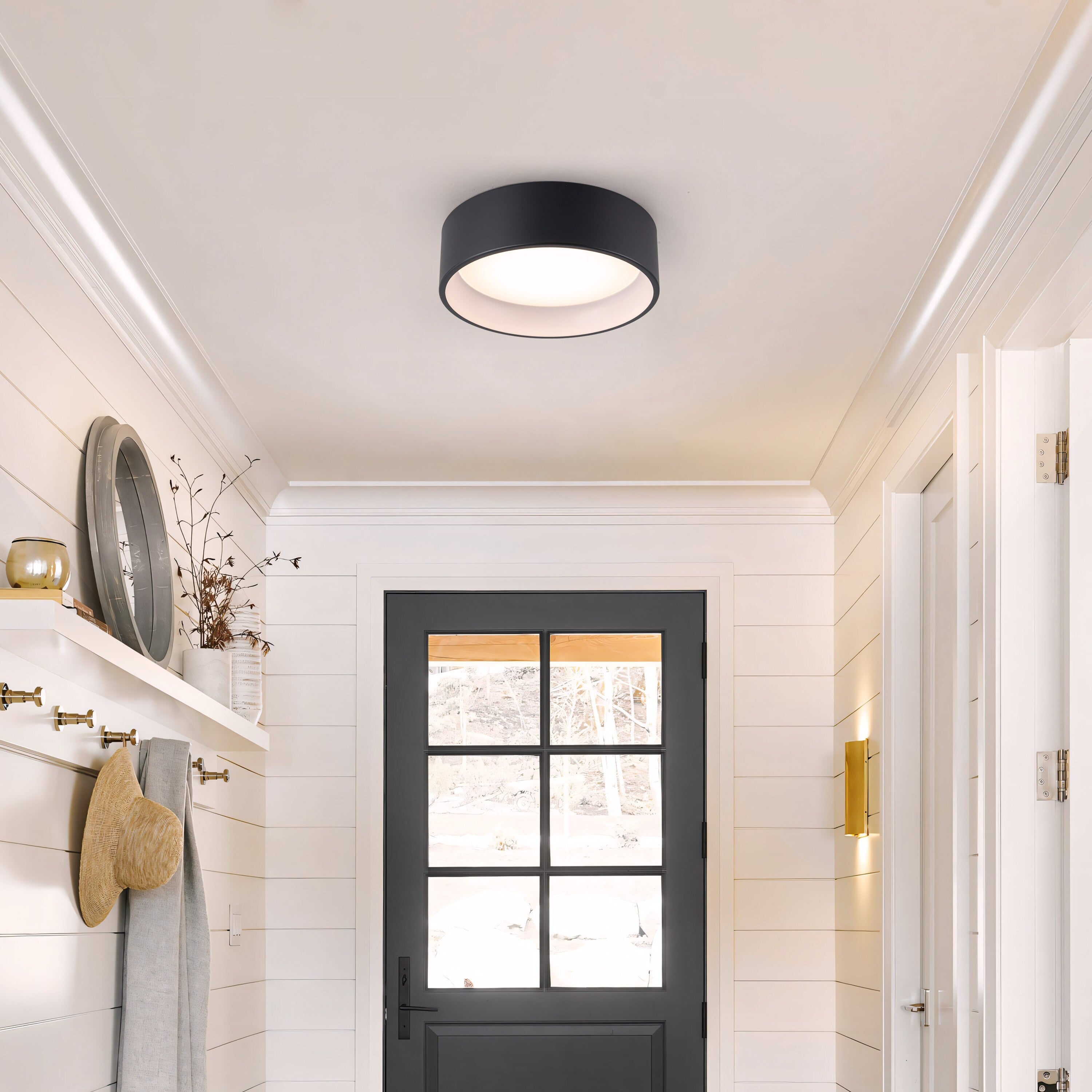 Plafonnier encastré à LED intégré C Cattleya noir et bois 3CCT