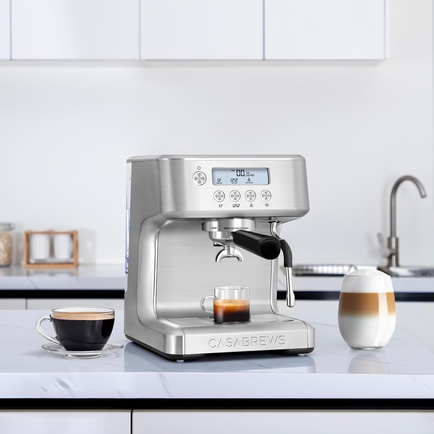 Machine à expresso tout-en-un CASABREWS Ultra avec écran LCD, argent