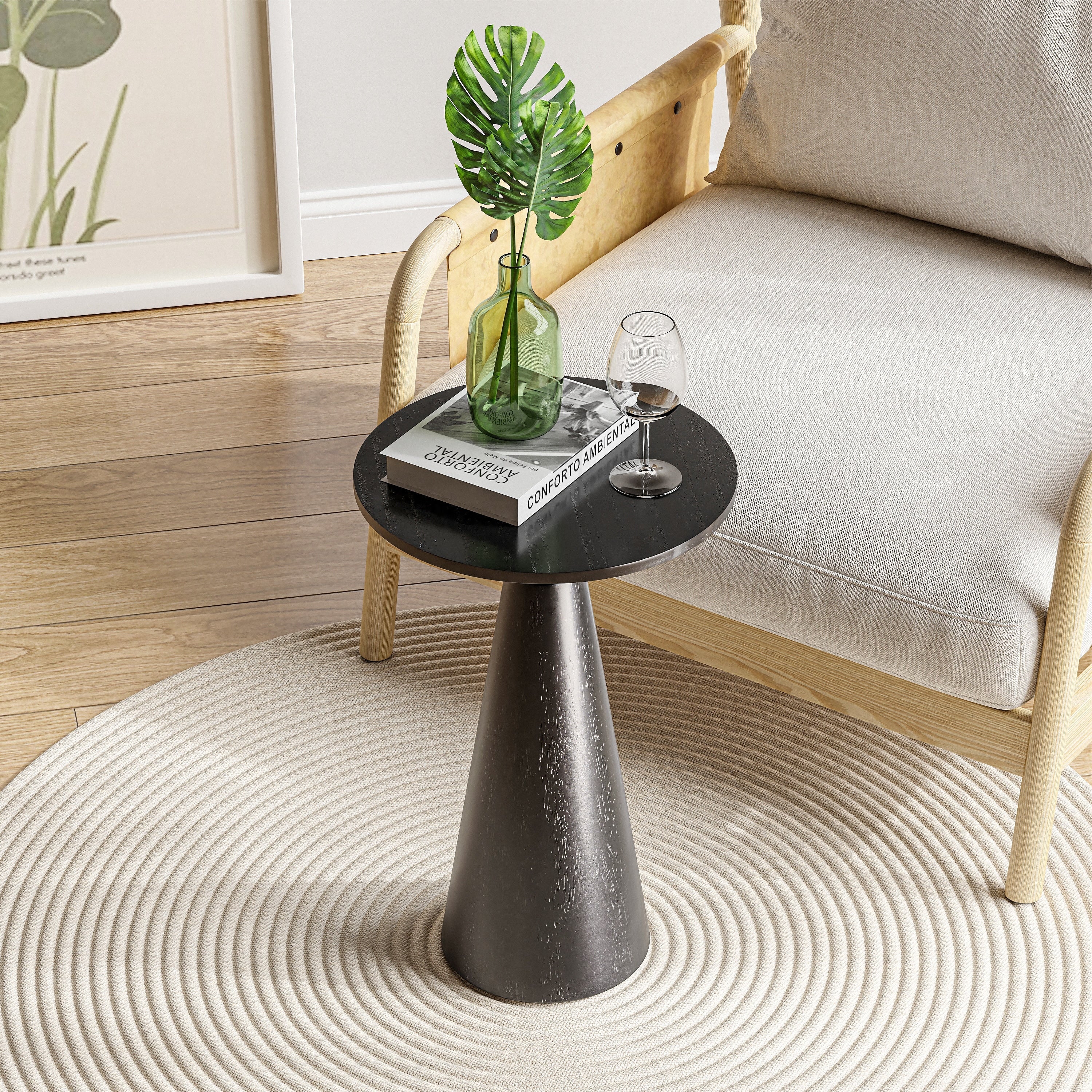 COZAYH Table d'appoint ronde style ferme, table à martini ronde, support pour plantes en bois, petite table rustique pour boissons, pour salon, chambre à coucher