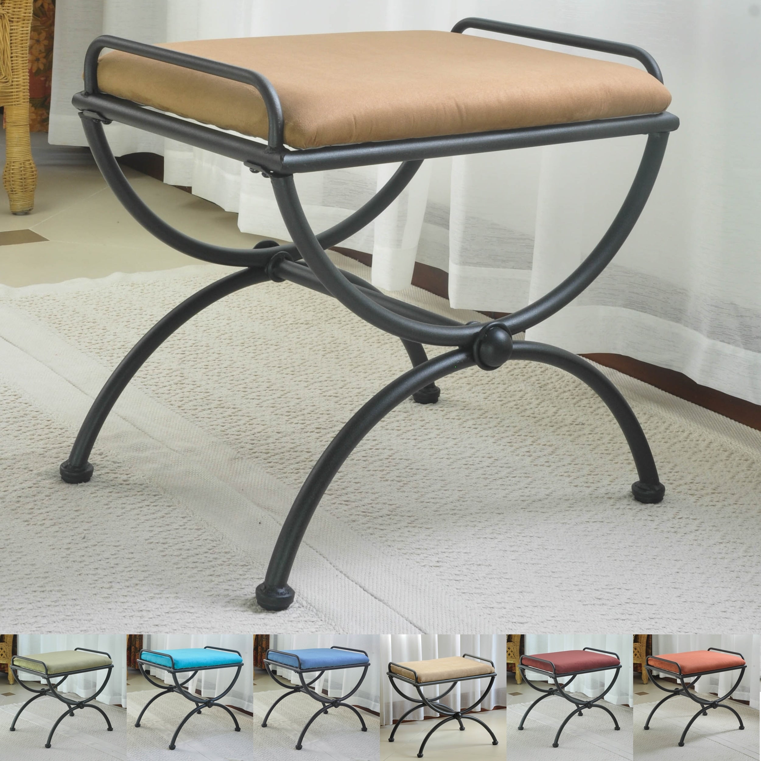 Tabouret de coiffeuse Cambridge Iron avec coussin