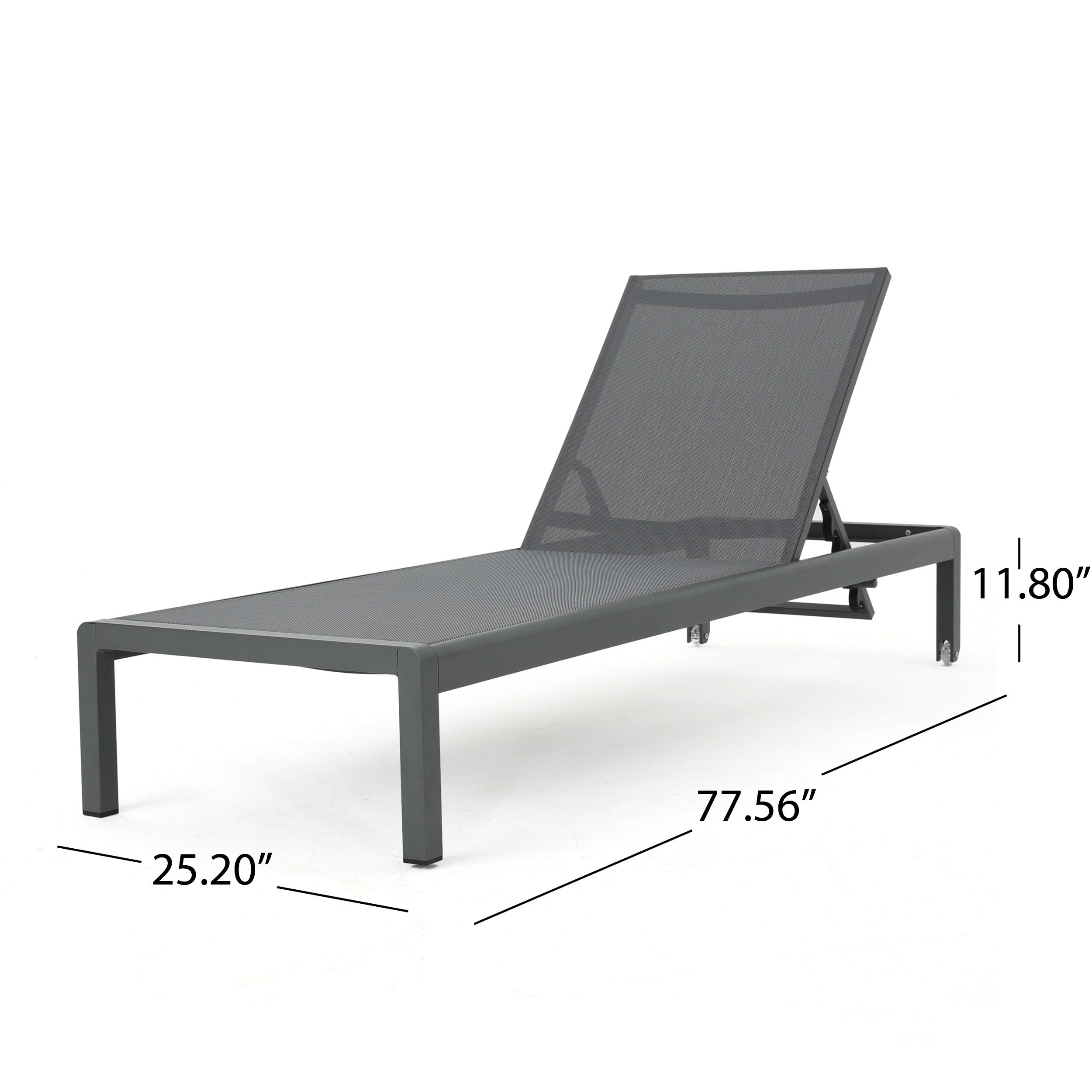 Chaise longue d'extérieur en aluminium Cape Coral (lot de 2) par Christopher Knight Home - 77,56 po x 25,20 po x 11,80 po