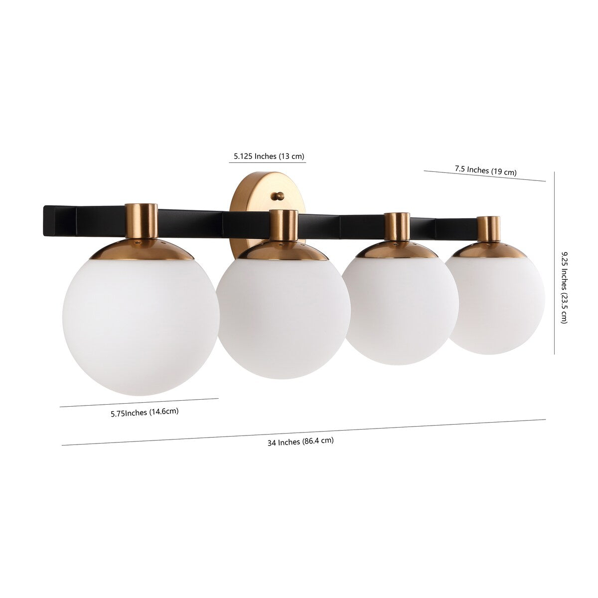 Cecil Globe Meuble-lavabo moderne contemporain à LED en métal et verre dépoli, par JONATHAN Y