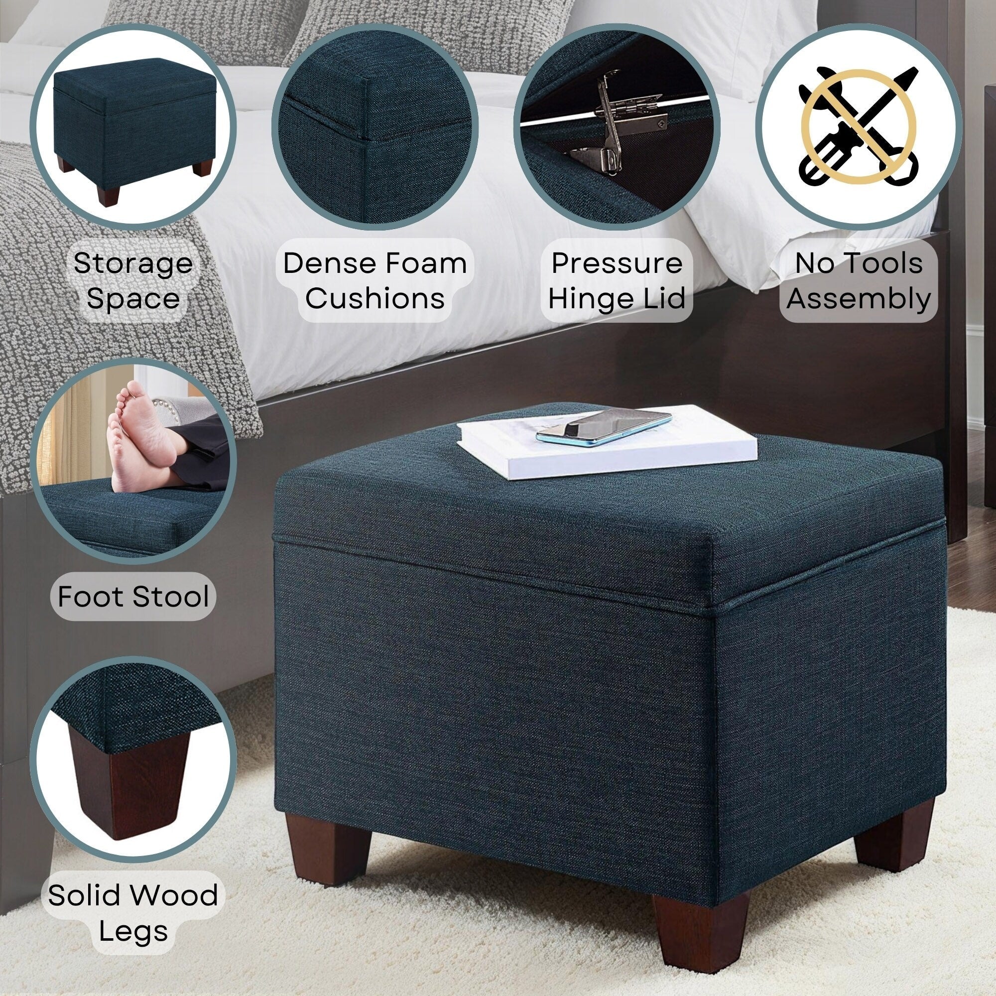 Pouf de rangement Madison de Convenience Concepts