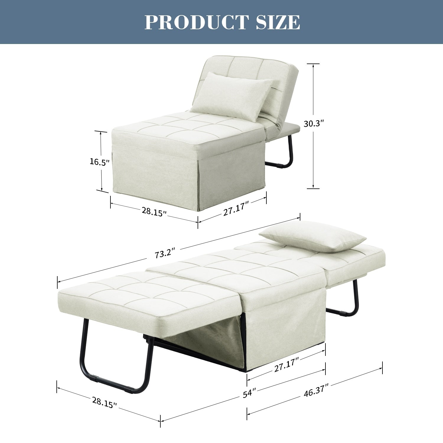 Canapé-lit convertible, canapé-lit, fauteuil inclinable, ottoman, pliable, pour salon