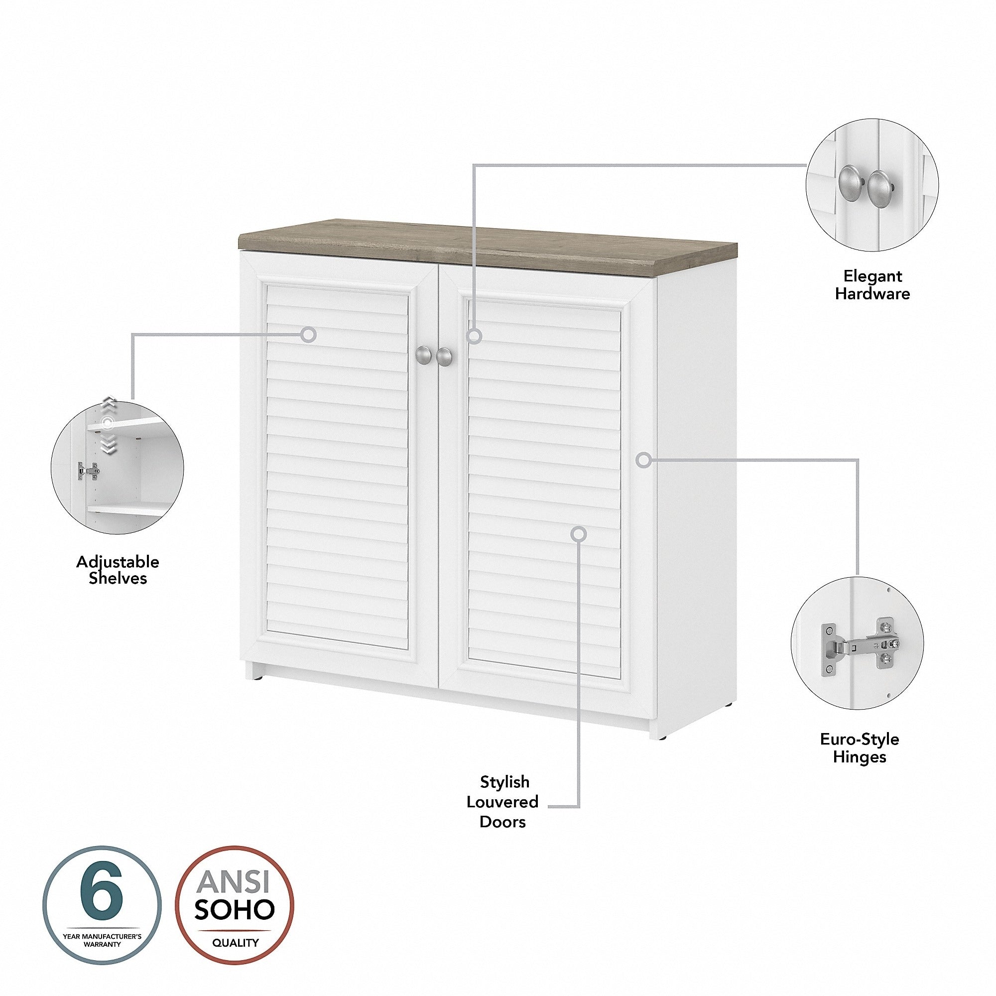 Armoire de rangement Fairview avec portes et étagères par Bush Furniture - 31,73 L x 12,76 l x 30,71 H