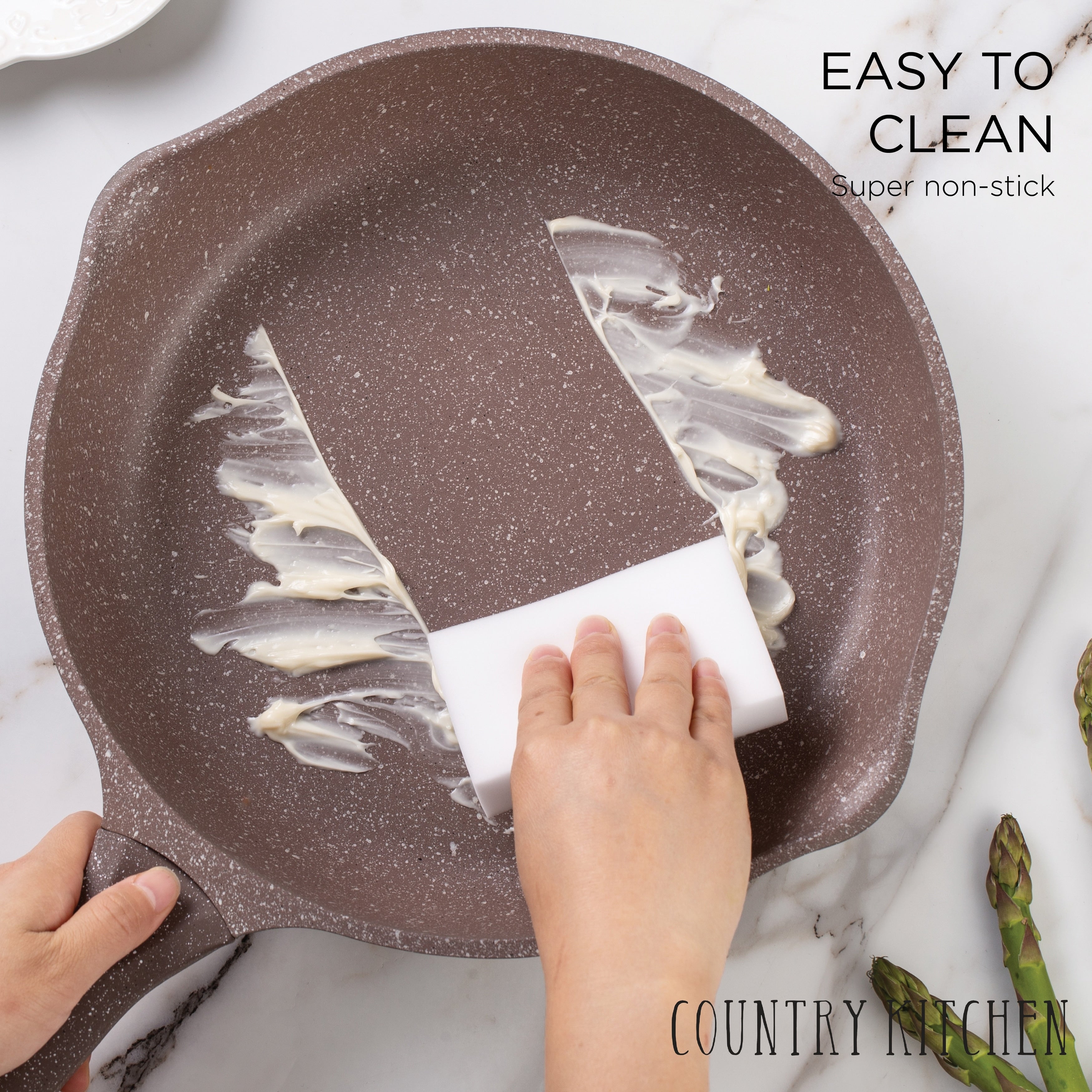 Batterie de cuisine antiadhésive en fonte d'aluminium Country Kitchen - Batterie de cuisine durable pour la cuisine quotidienne, 6 à 11 pièces