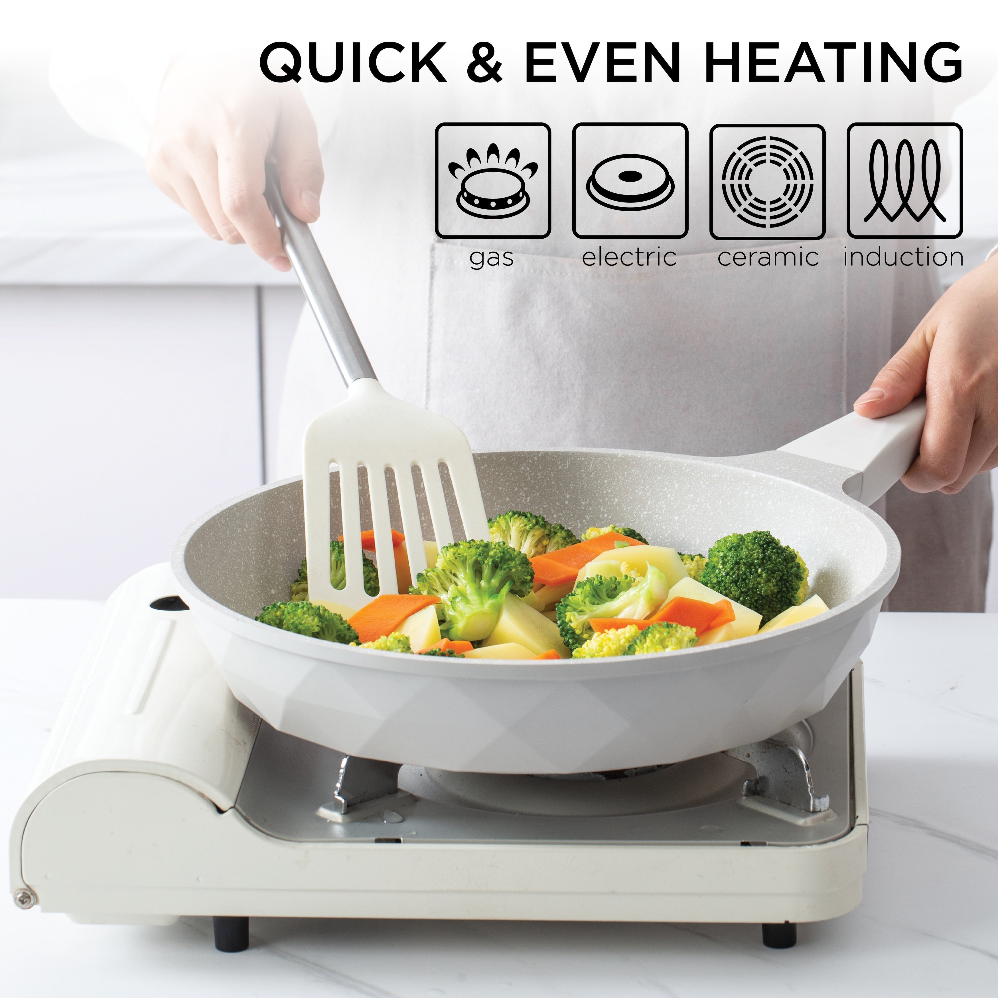 Batterie de cuisine antiadhésive en fonte d'aluminium Country Kitchen - Batterie de cuisine durable pour la cuisine quotidienne, 6 à 11 pièces