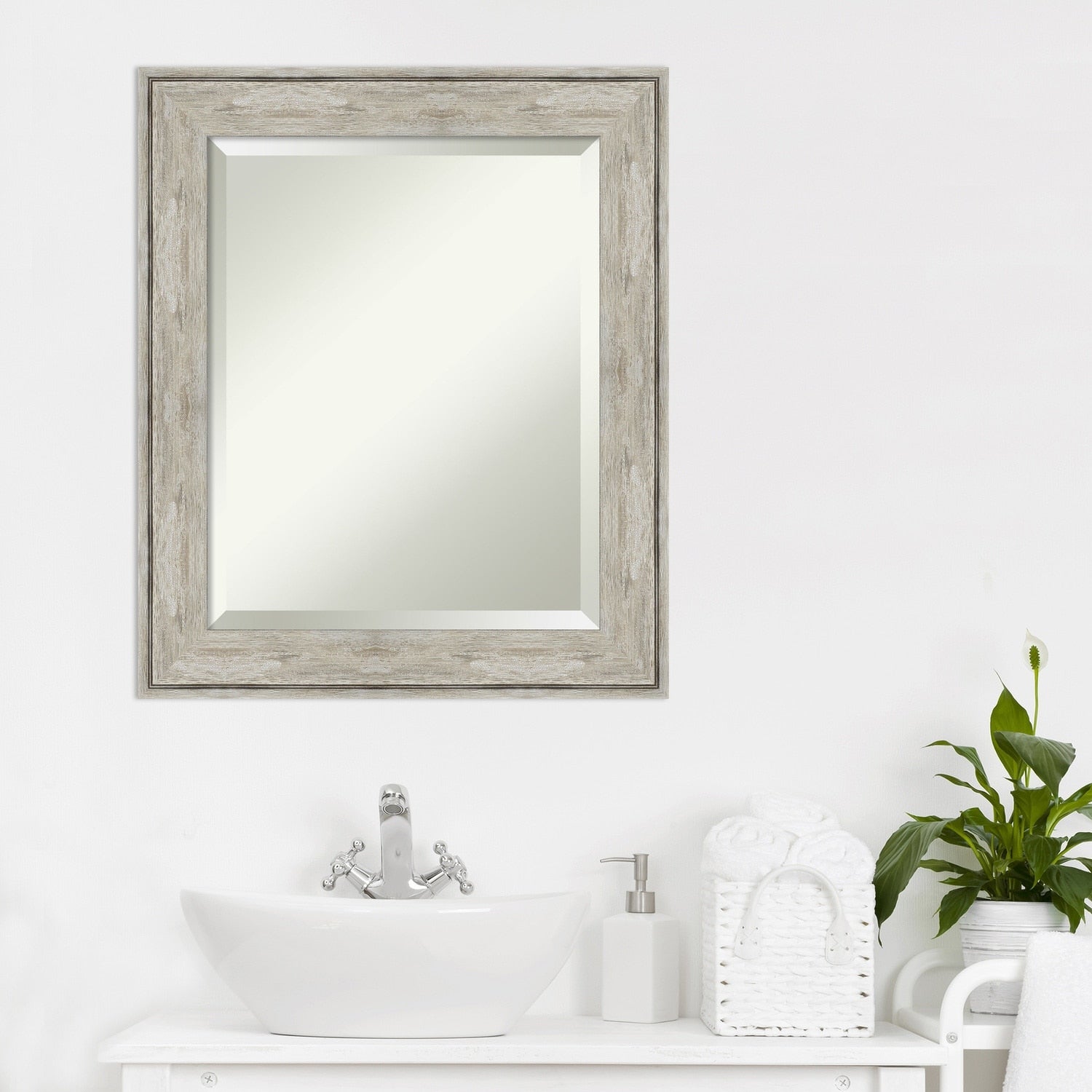 Miroir mural biseauté pour salle de bain - Cadre métallique craquelé
