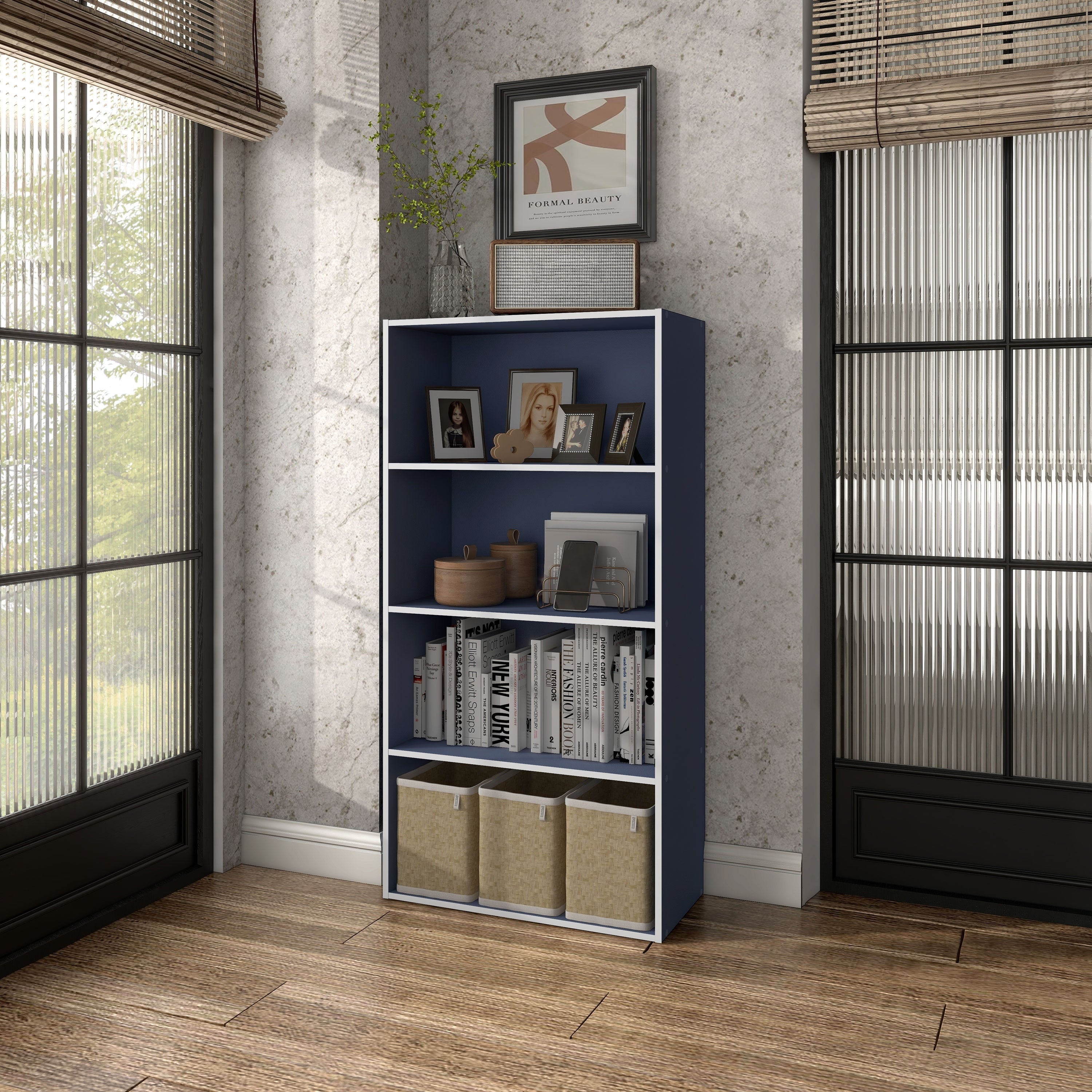 DH BASIC Organisateur de rangement empilable personnalisable en bois moderne - Étagères cubiques, armoire à tiroirs, bibliothèque avec portes par Denhour