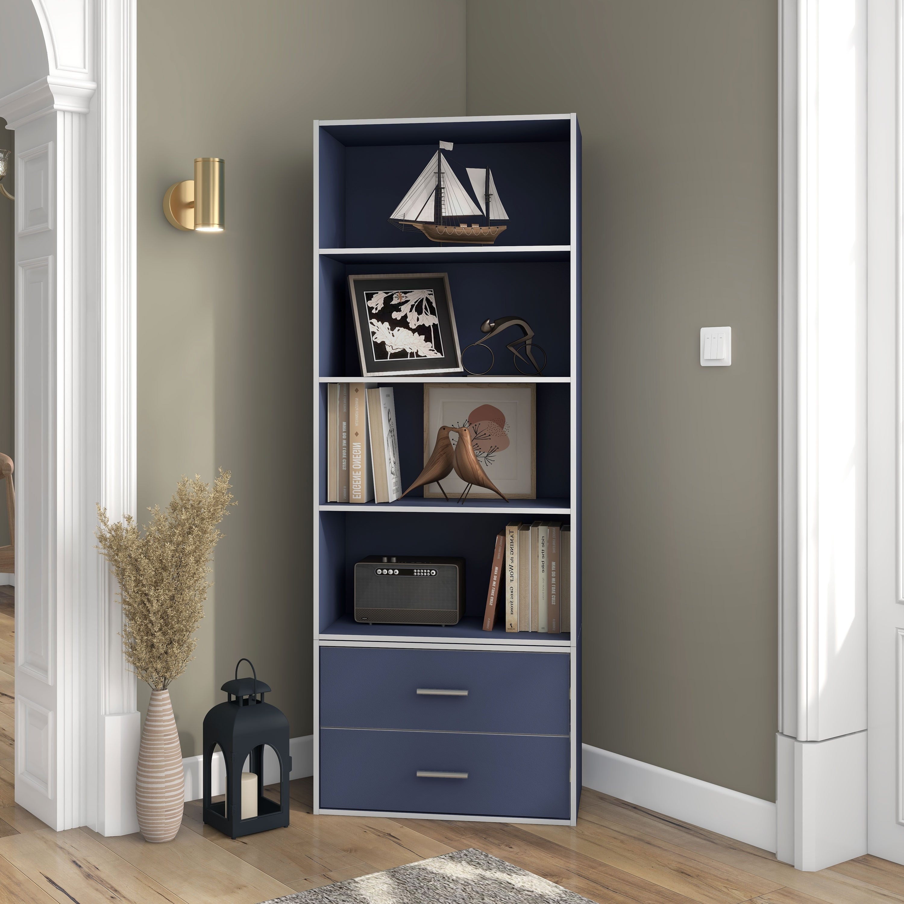 DH BASIC Organisateur de rangement empilable personnalisable en bois moderne - Étagères cubiques, armoire à tiroirs, bibliothèque avec portes par Denhour