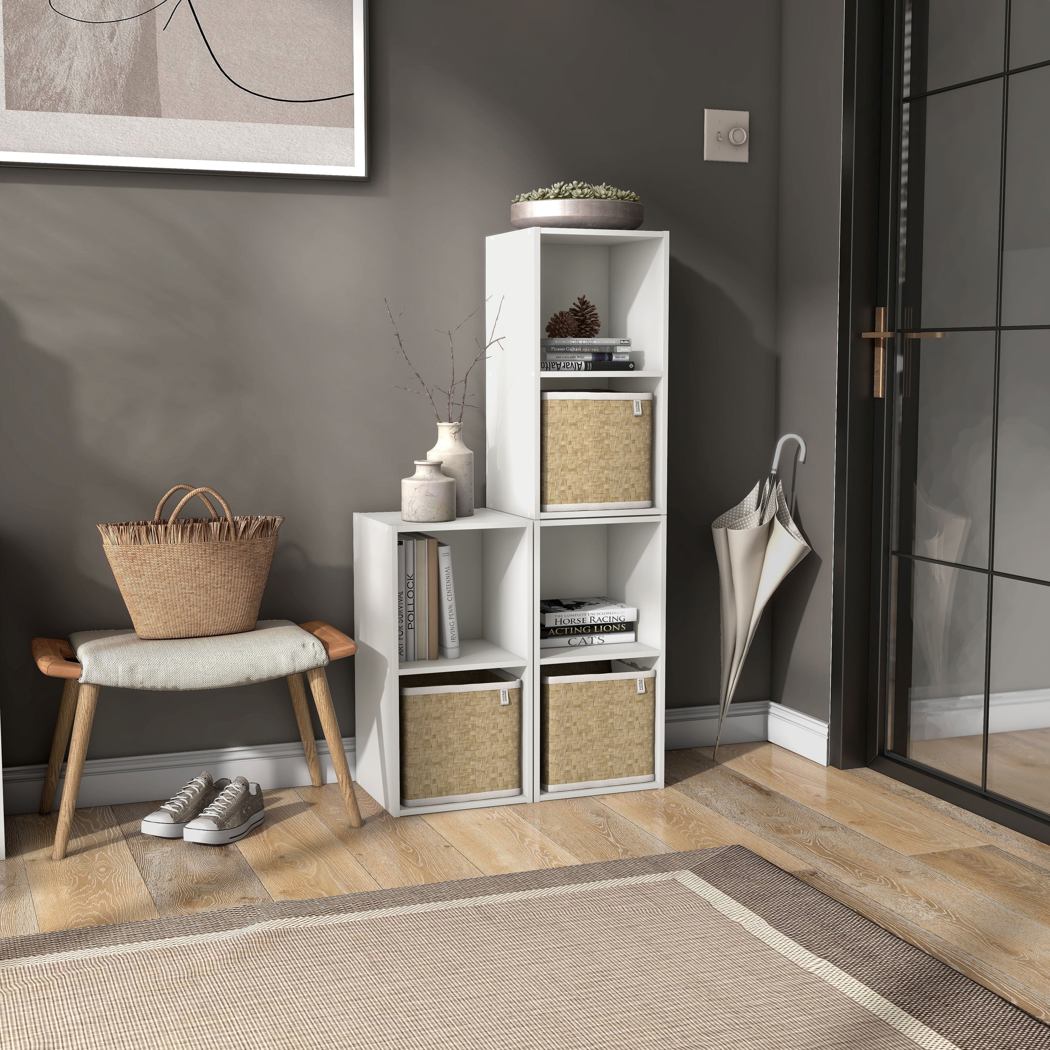 DH BASIC Organisateur de rangement empilable personnalisable en bois moderne - Étagères cubiques, armoire à tiroirs, bibliothèque avec portes par Denhour