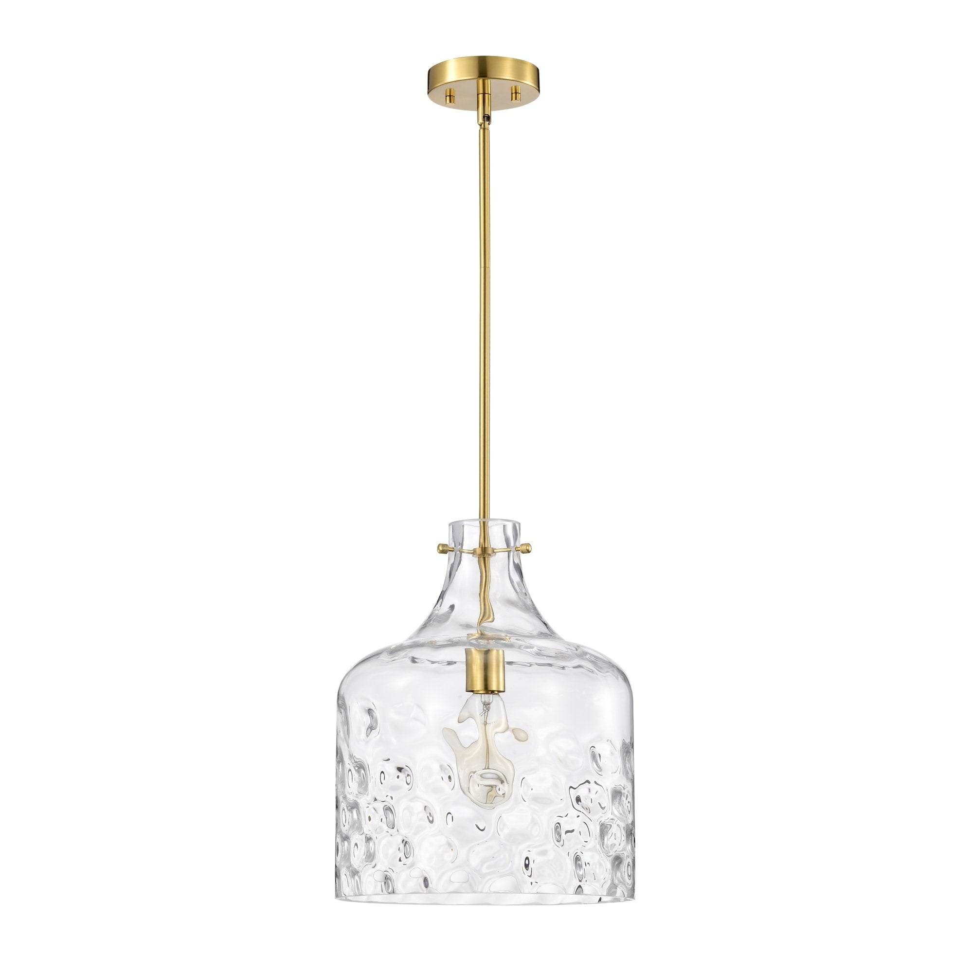 Suspension Daelan en verre transparent alvéolé à une lumière - 12 po