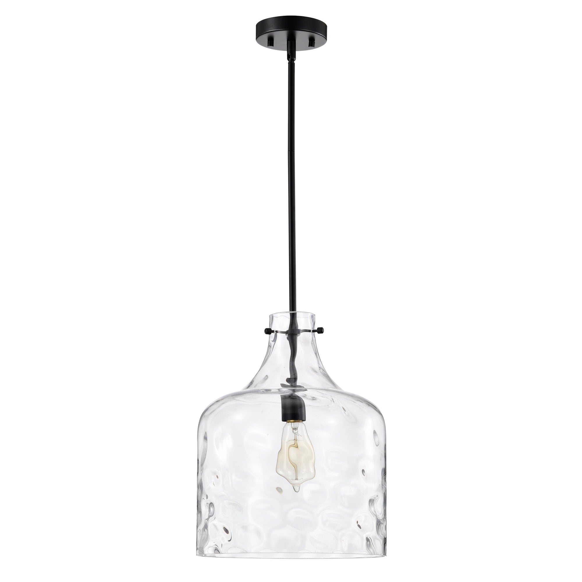Suspension Daelan en verre transparent alvéolé à une lumière - 12 po