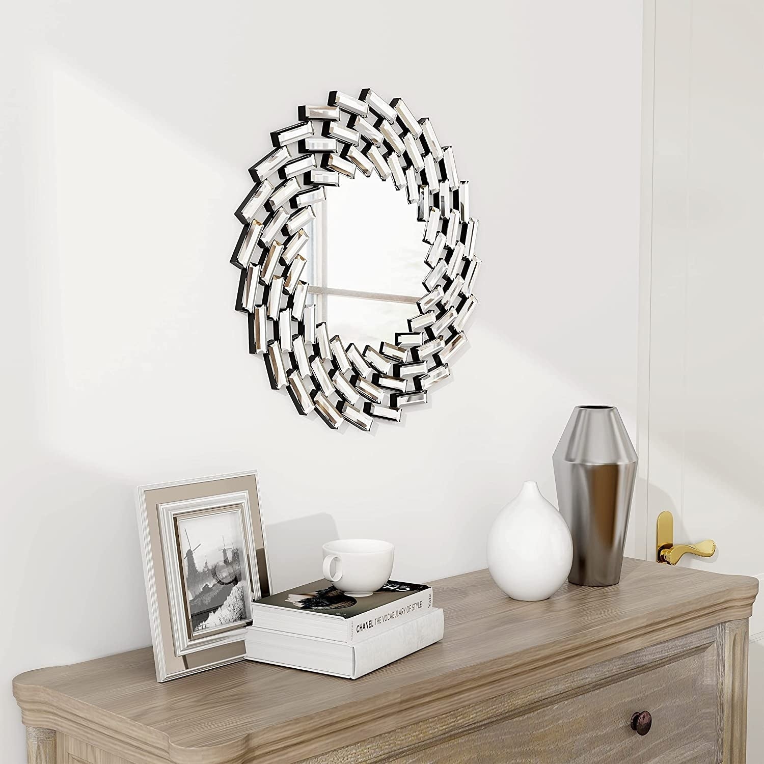 Miroir mural en forme de soleil Miroir d'appoint rond
