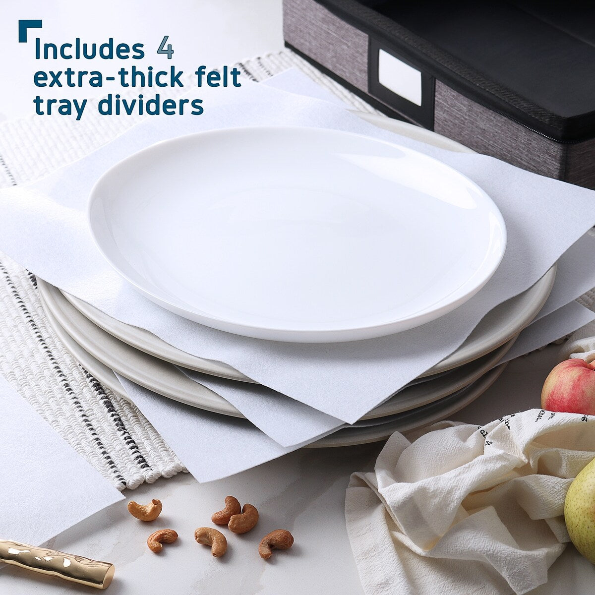 Contenants de rangement pour vaisselle StorageBud - Supports empilables pour assiettes, tasses, couverts, verres à pied et ensembles de plateaux