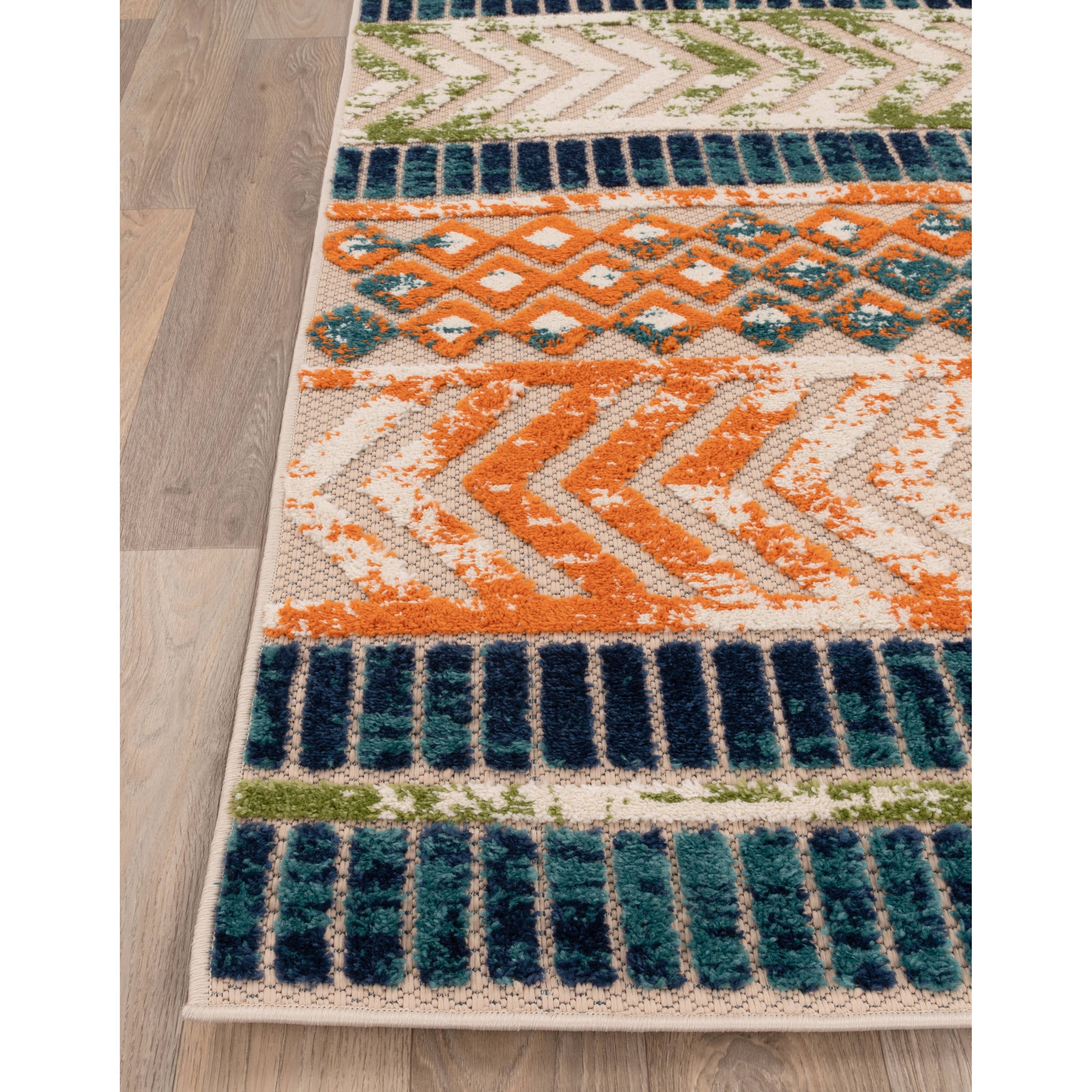 Tapis géométrique d'intérieur/extérieur vieilli World Rug Gallery