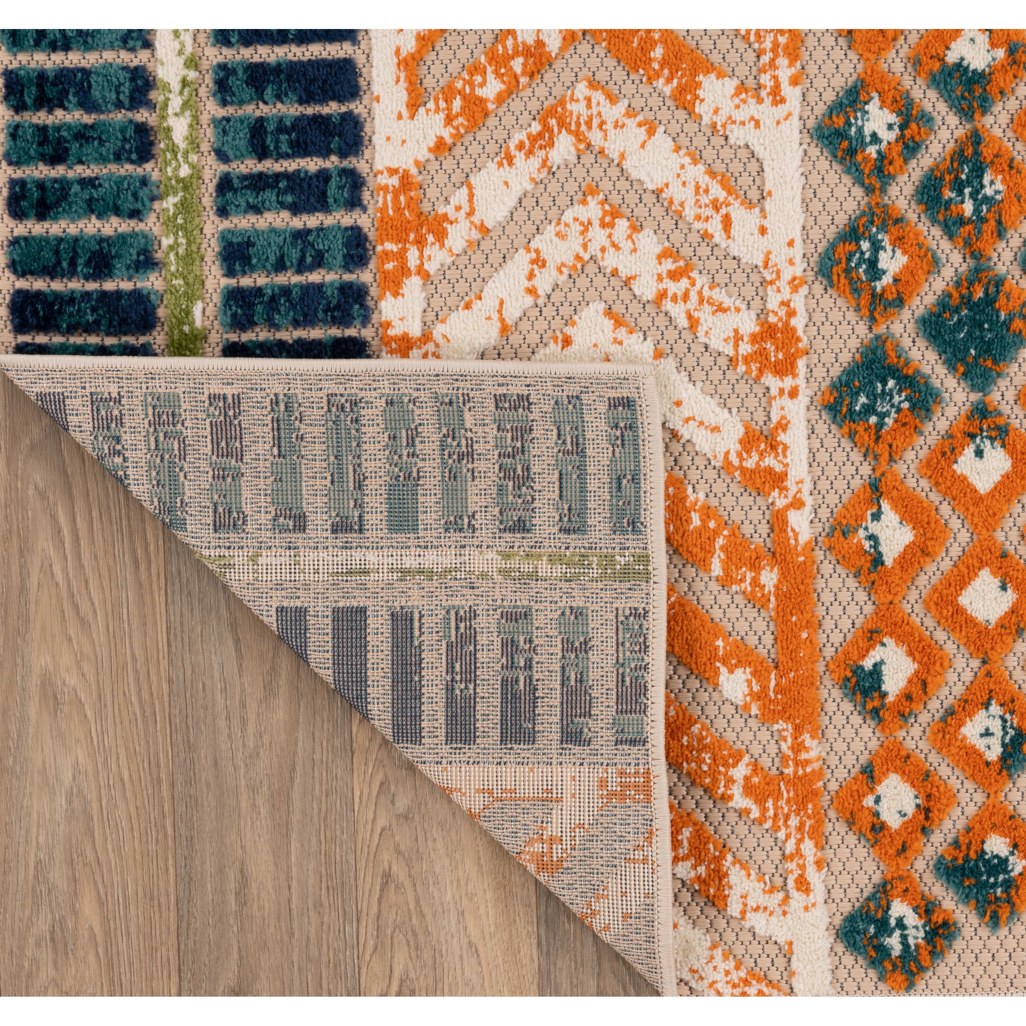 Tapis géométrique d'intérieur/extérieur vieilli World Rug Gallery