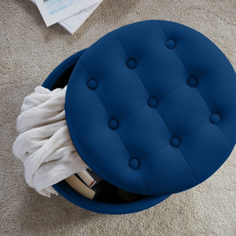 Pouf de rangement rond touffeté Donovan