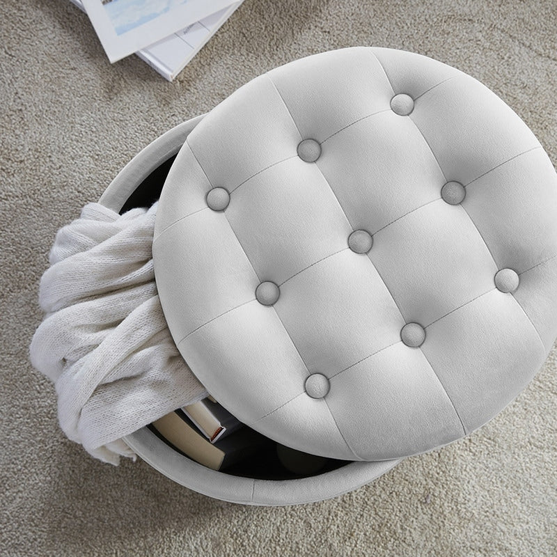 Pouf de rangement rond touffeté Donovan
