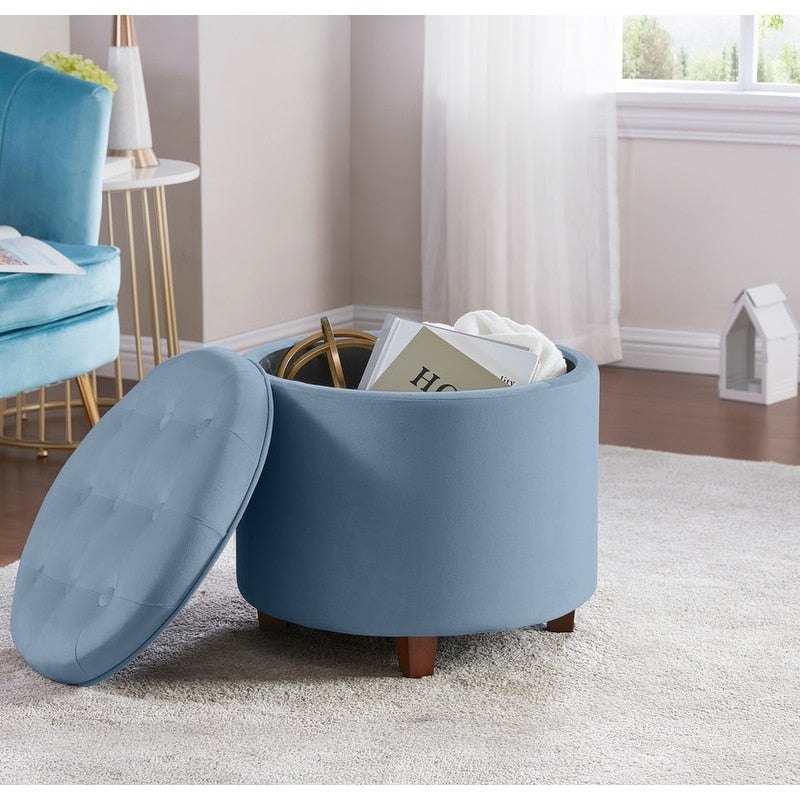 Pouf de rangement rond touffeté Donovan