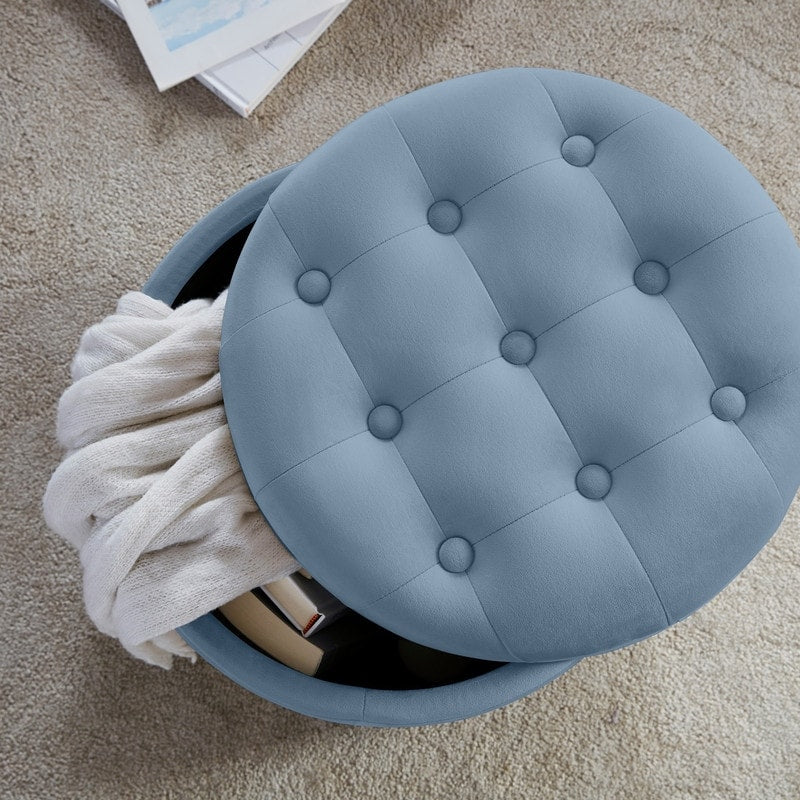 Pouf de rangement rond touffeté Donovan