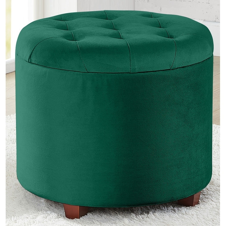 Pouf de rangement rond touffeté Donovan