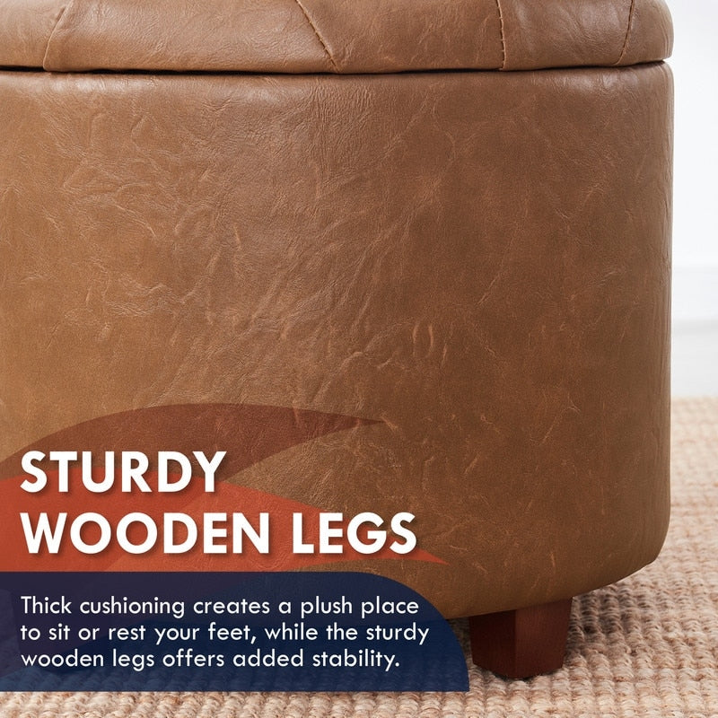 Pouf de rangement rond touffeté Donovan