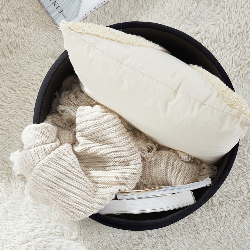 Pouf de rangement rond touffeté Donovan