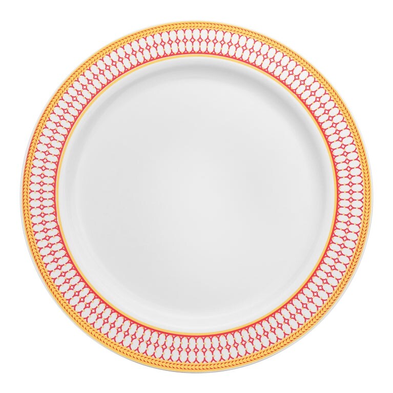 Assiettes jetables en plastique à bordure dorée élégante - Articles de fête