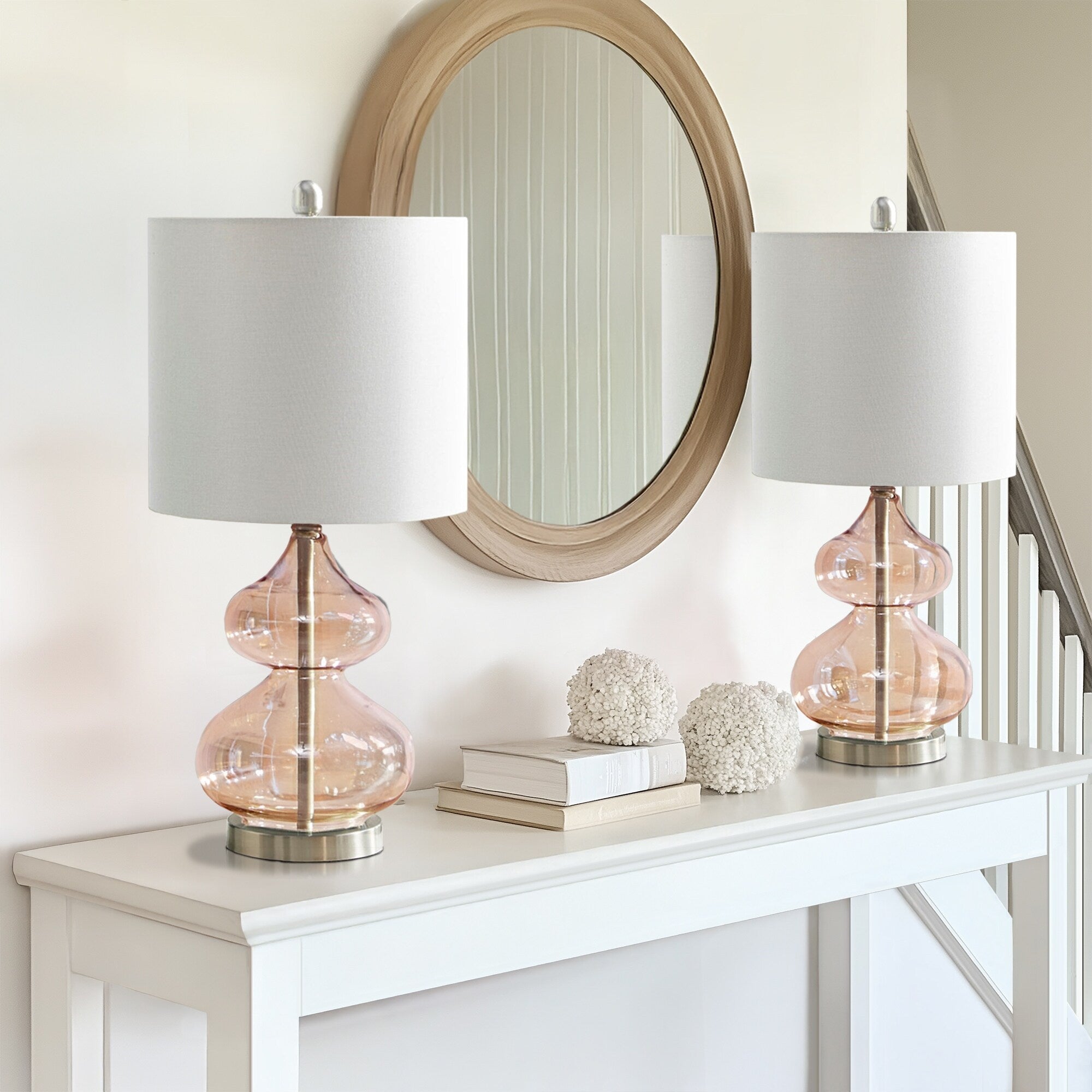 Lampe de table en verre courbé Ellipse, lot de 2