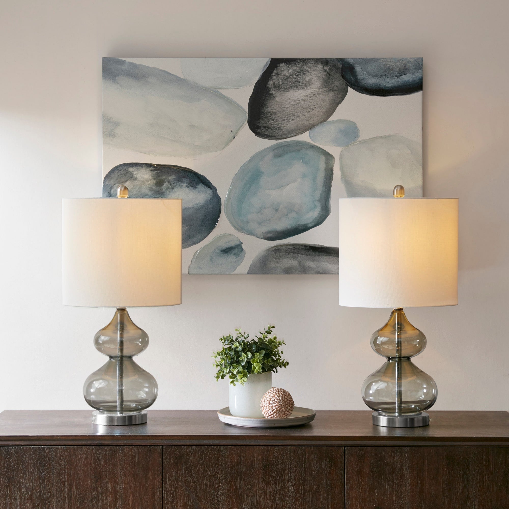 Lampe de table en verre courbé Ellipse, lot de 2