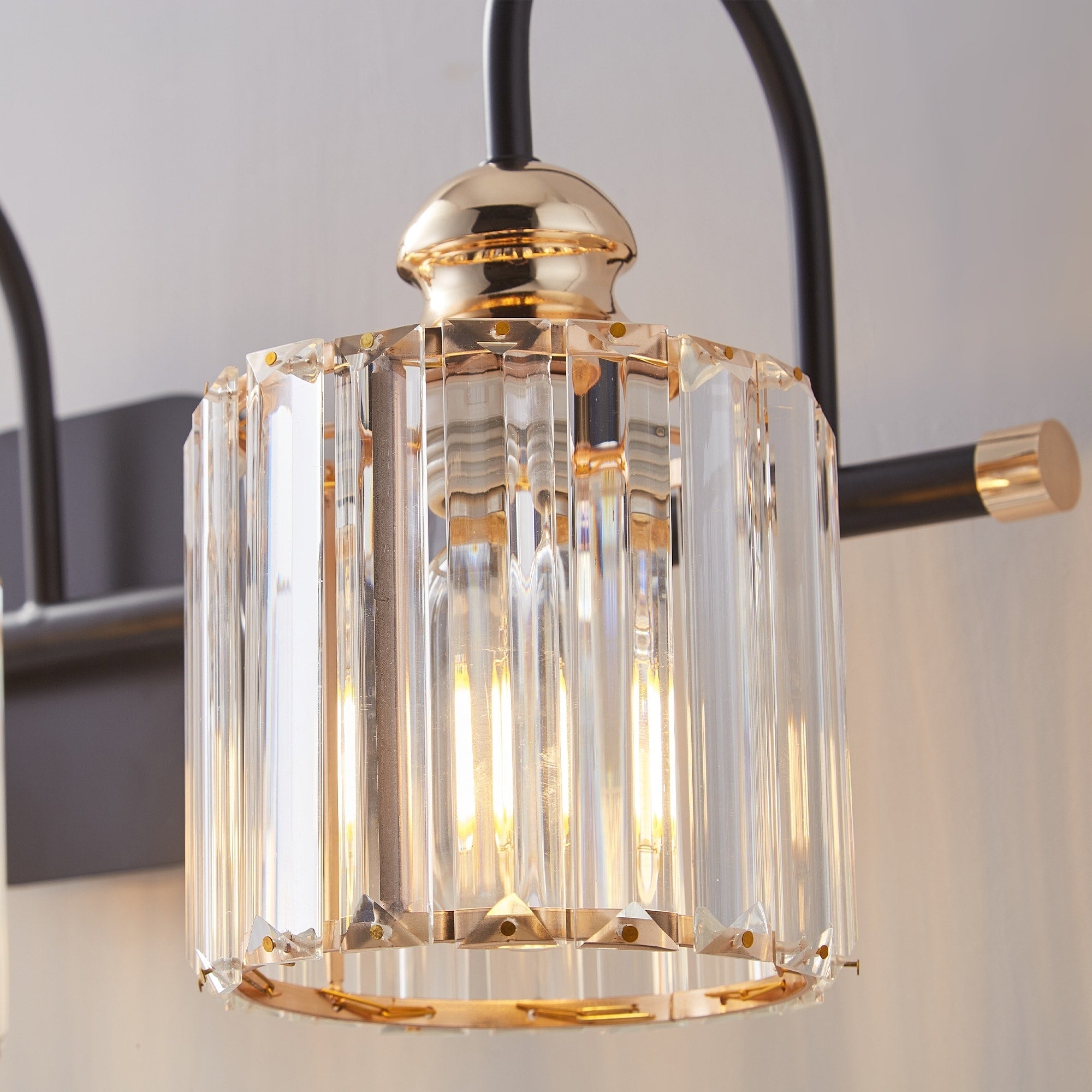 Appliques murales modernes ExBrite en cristal doré rose à 1, 2, 3, 4 ou 5 lumières pour salle de bain, à intensité variable