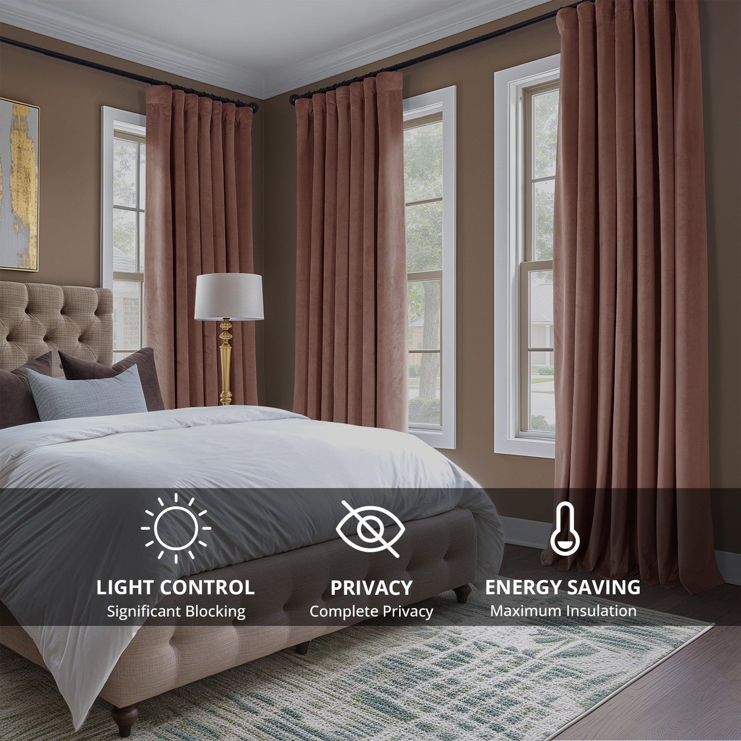 Rideaux occultants en velours pelucheux Heritage Exclusive Fabrics (1 panneau) Rideaux en velours de luxe pour chambre et salon.