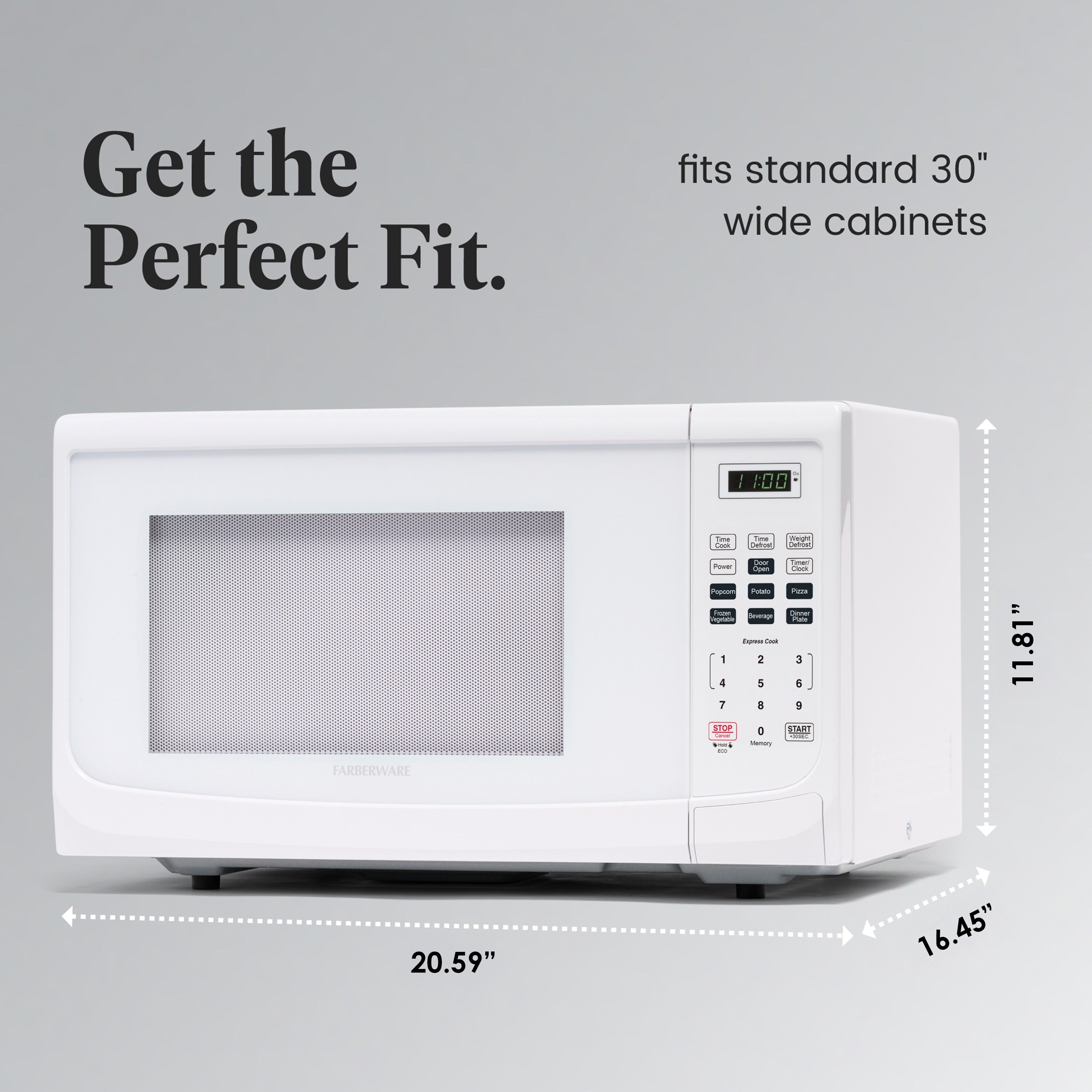 Four à micro-ondes de comptoir Farberware de 1 000 W et 1,1 pi³ avec éclairage LED et verrouillage enfant