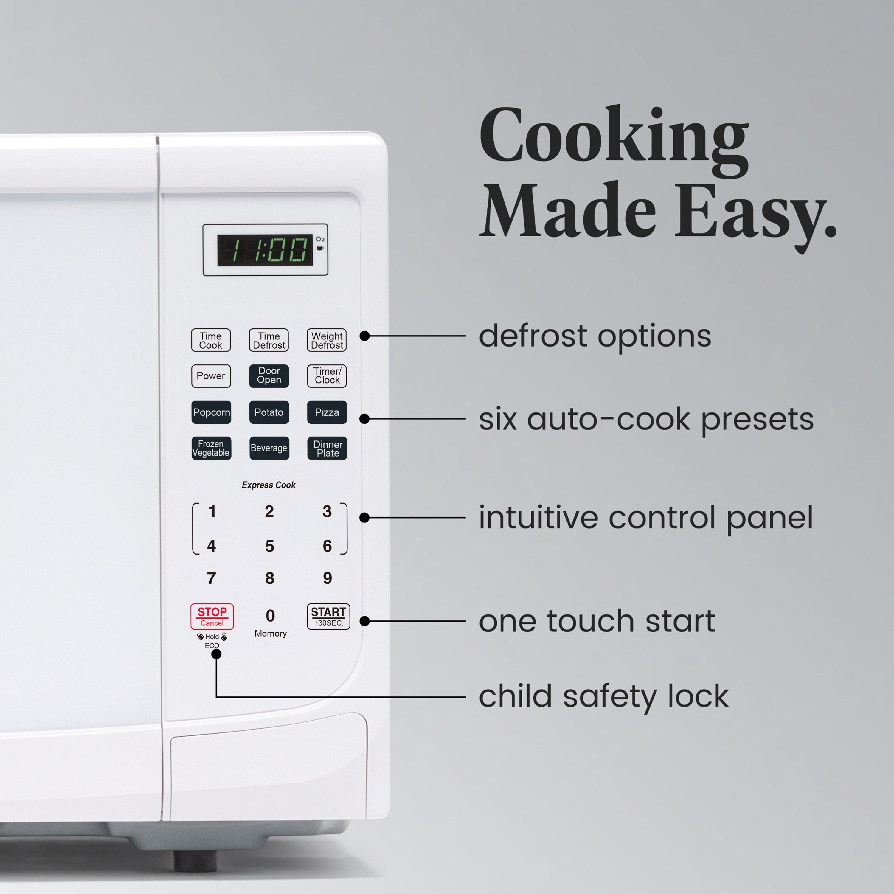 Four à micro-ondes de comptoir Farberware de 1 000 W et 1,1 pi³ avec éclairage LED et verrouillage enfant