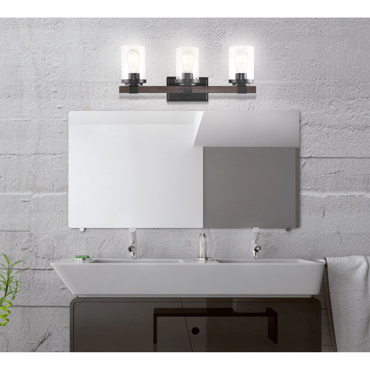 Applique murale à LED style rustique en fer et verre grainé, par JONATHAN Y