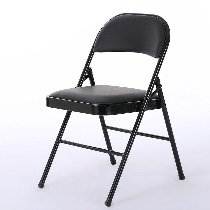 Chaises pliantes avec sièges rembourrés en cuir noir, lot de 4