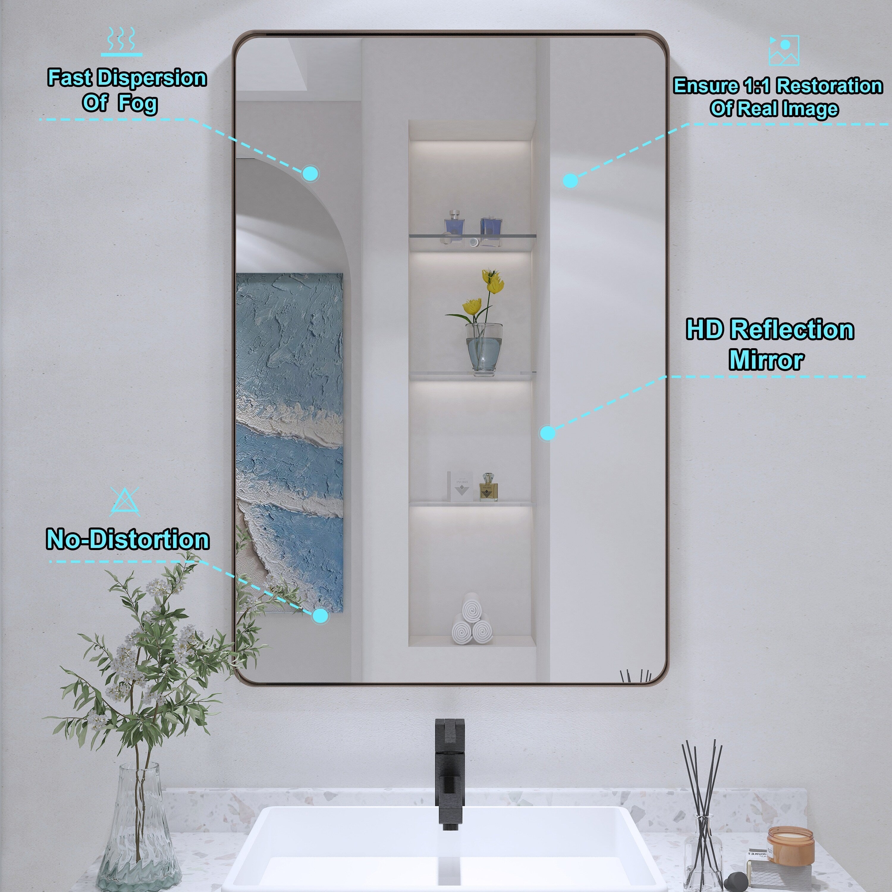 Miroir de salle de bain mural encadré