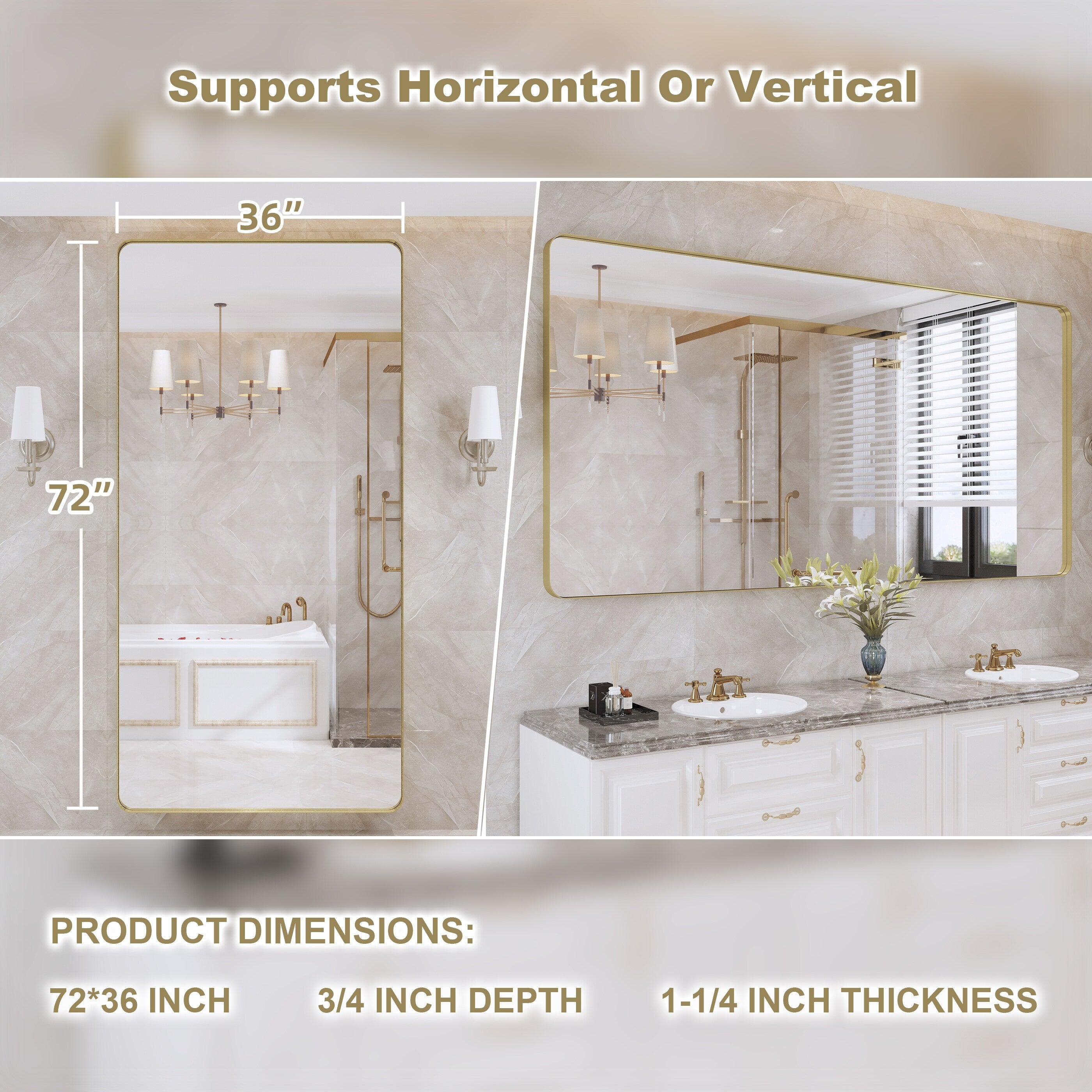 Miroir de salle de bain mural encadré