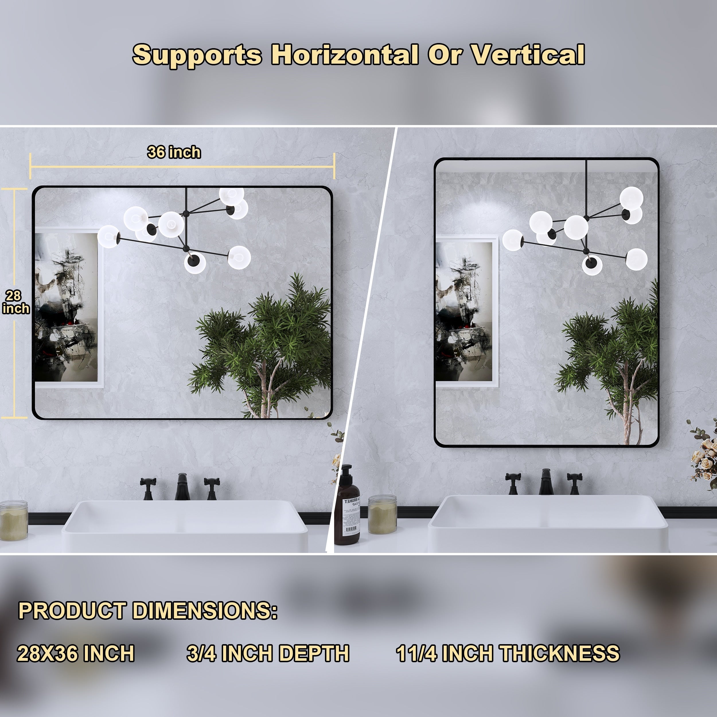 Miroir de salle de bain mural encadré