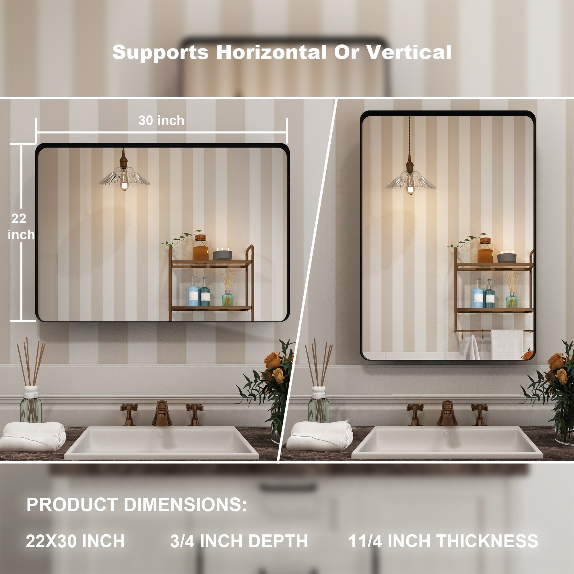 Miroir de salle de bain mural encadré