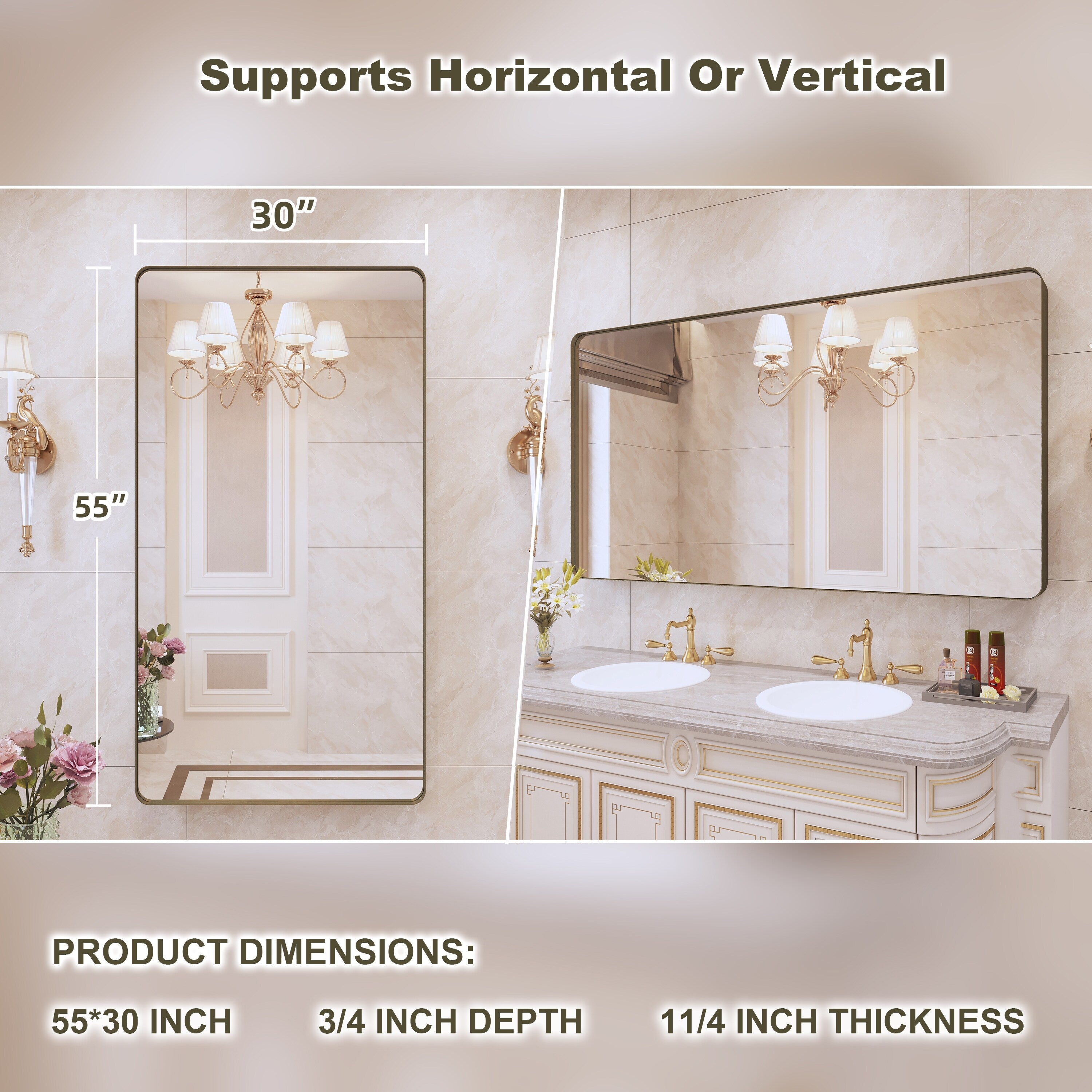 Miroir de salle de bain mural encadré